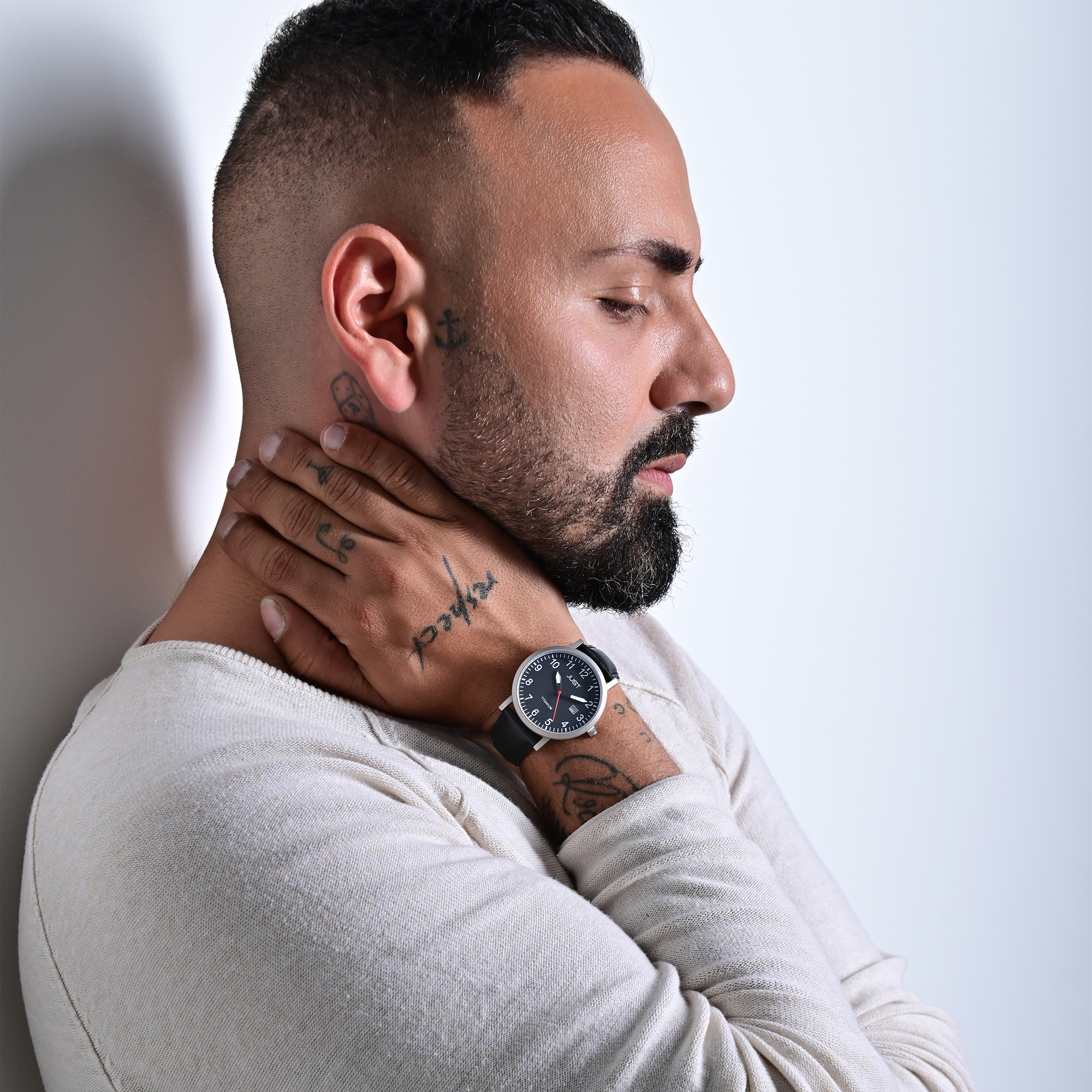 Just Titan Herrenuhr "Keenan" mit Echtlederband, 5 ATM, schwarz