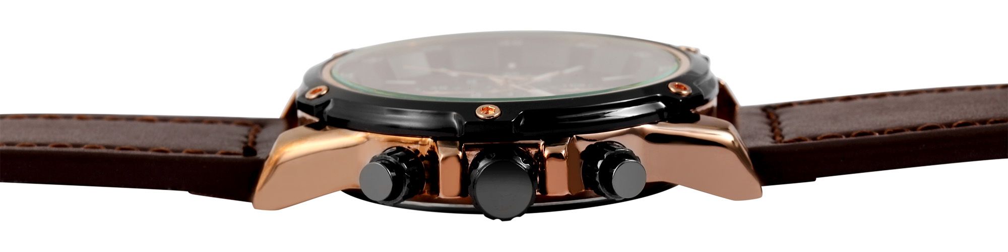 ELITE Herrenchronograph mit Echtlederband, braun