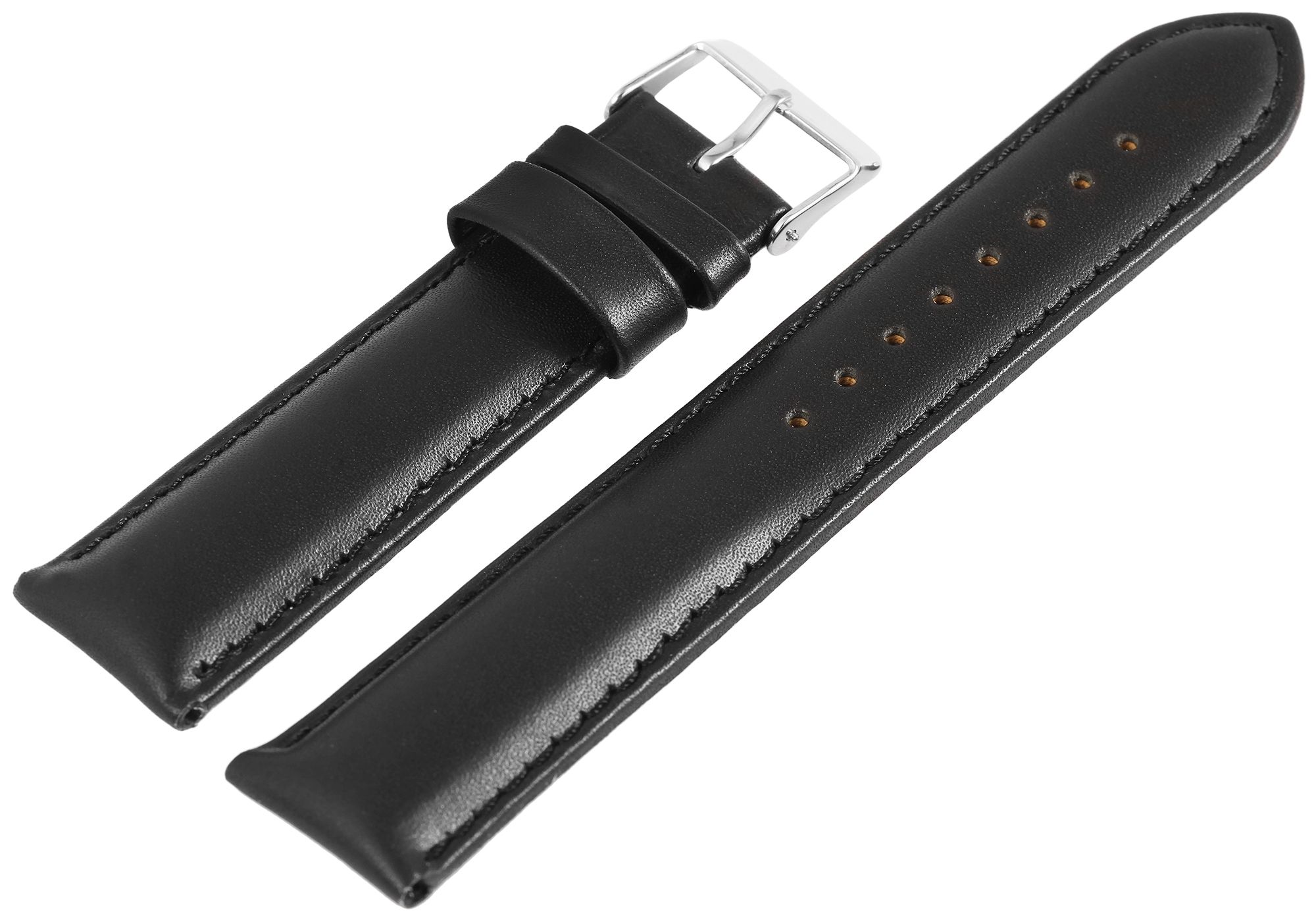 Basic Echtleder Armband, Edelstahl Dornschließe, schwarz, 24 mm