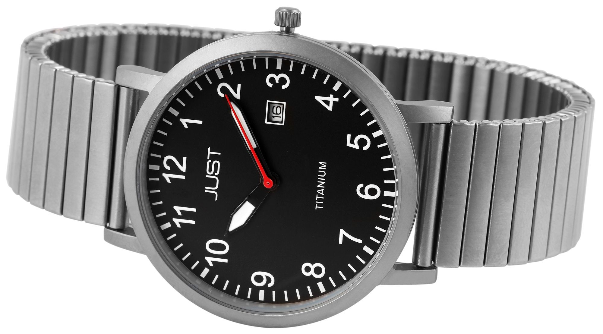 Just Herrenuhr mit Zugarmband, Titan, 5 ATM, schwarzes ZB