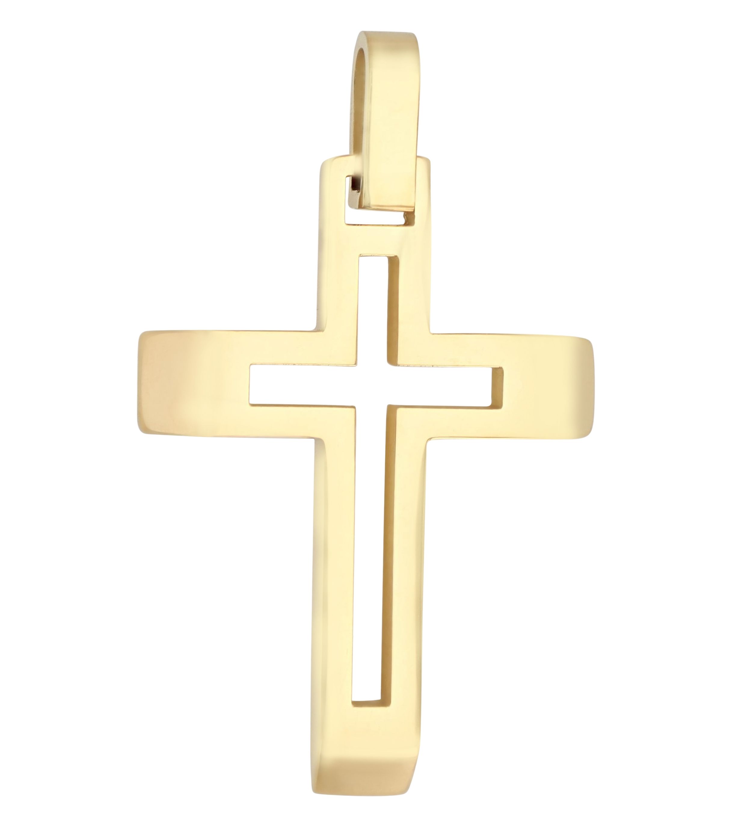 "Serene" Akzent Anhänger, Kreuz mit Öffnung, Edelstahl, goldfarben