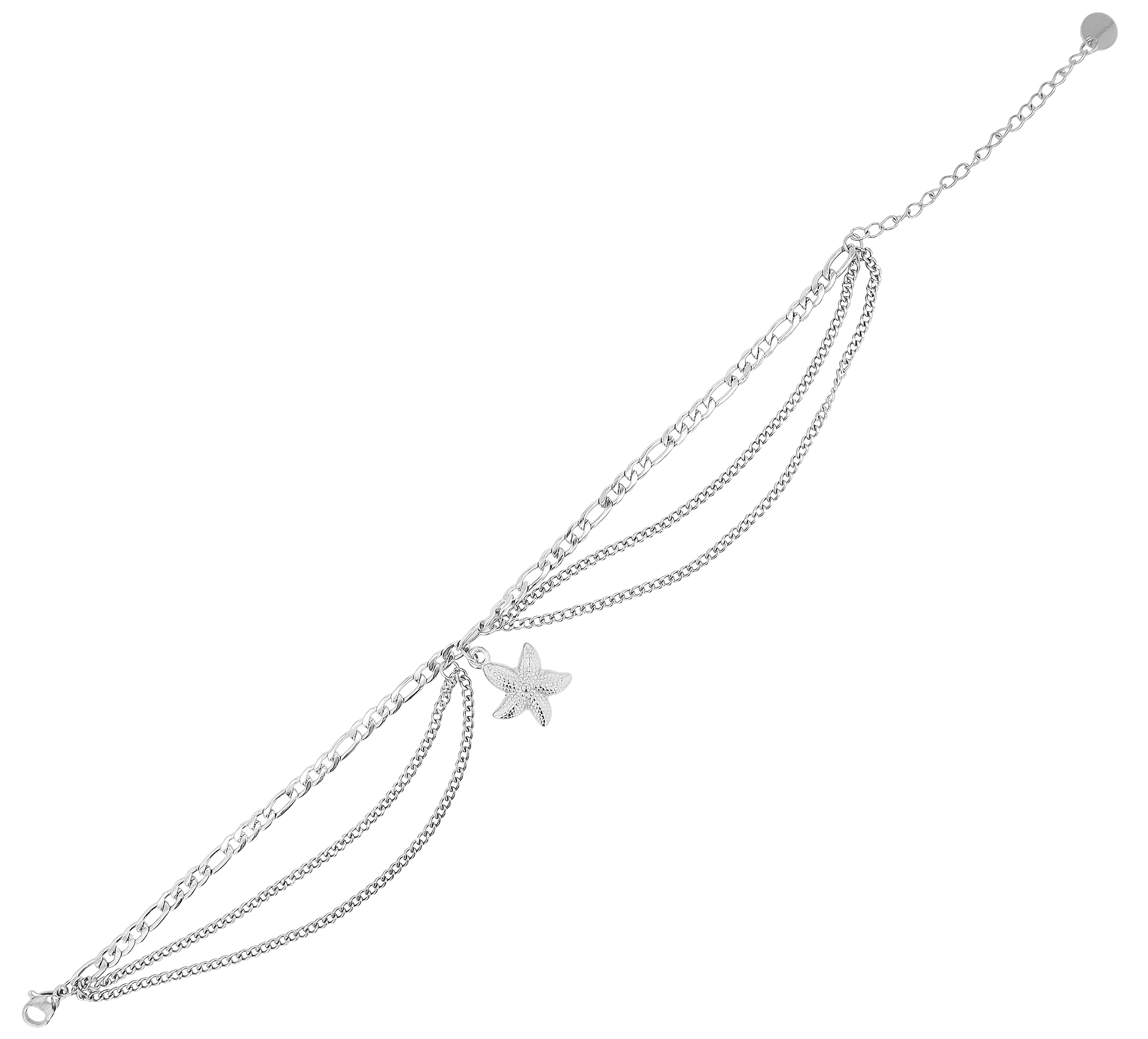 "Dyre" Fußkette mit Seestern, Edelstahl, silberfarben