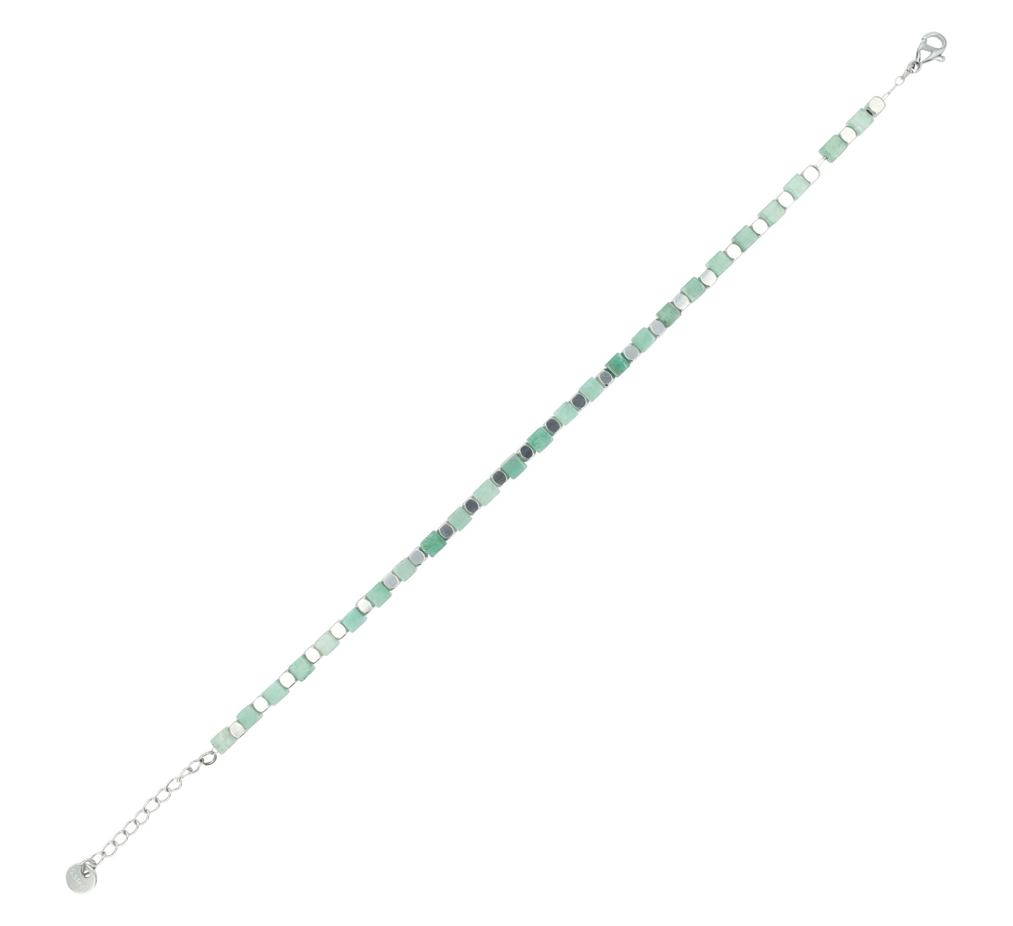 "Trix" Akzent Armband aus Edelstahl & grüner Aventurin, 17 + 3 cm, silberfarben