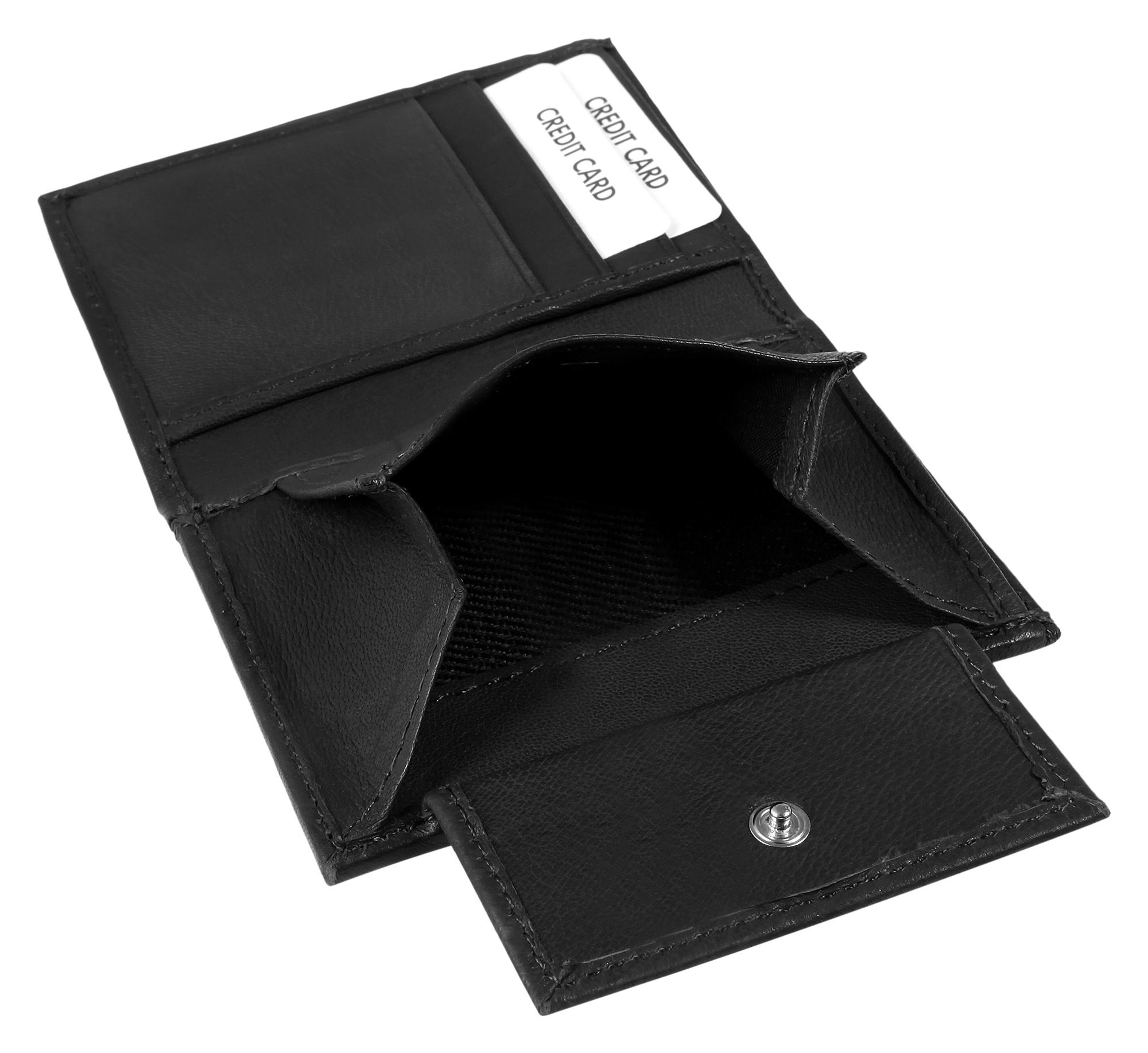 Excellanc Mini-Geldbörse aus Echtleder, Hochformat, schwarz