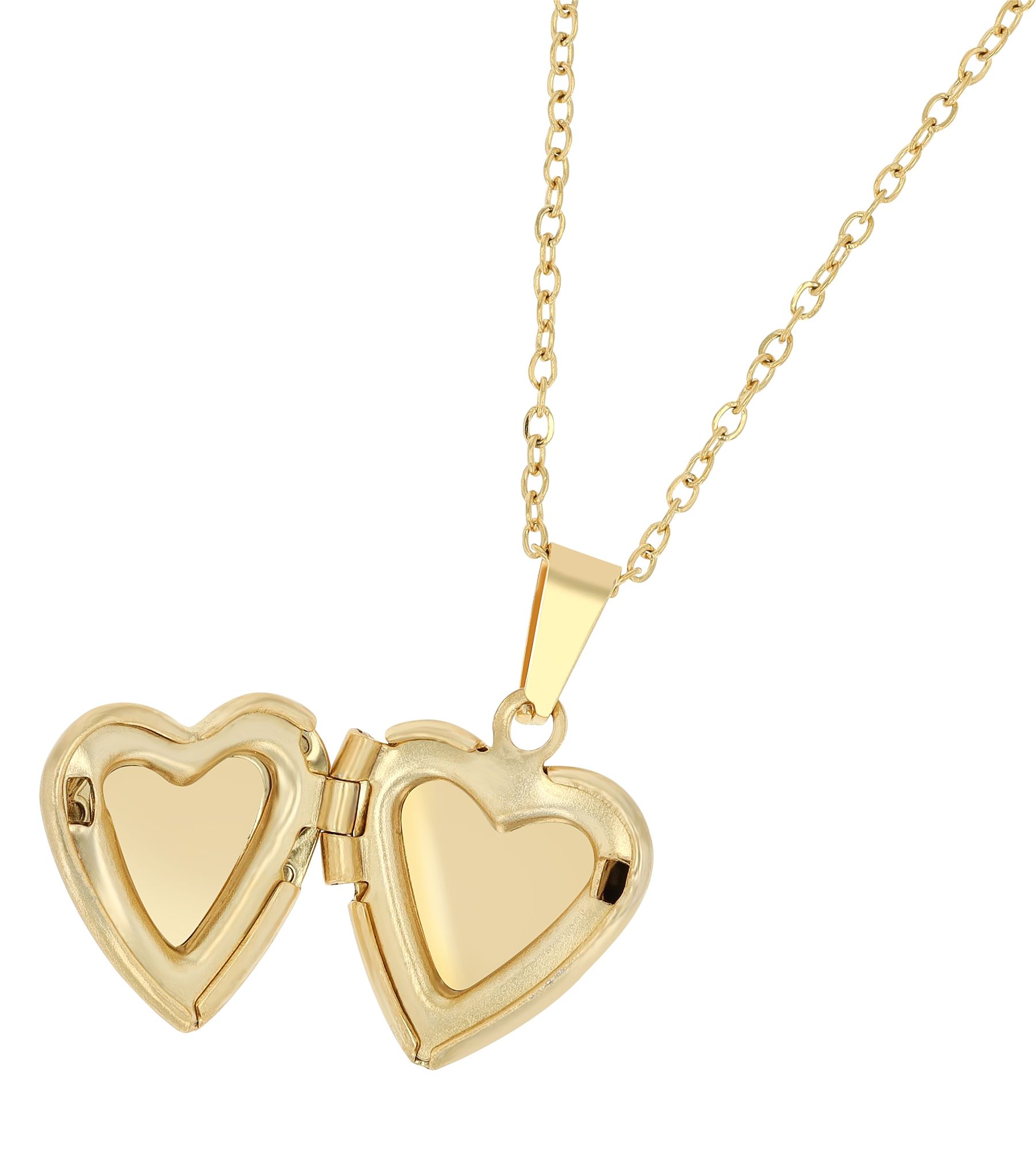 "Luxa" Edelstahl Halskette mit Herz-Medaillon, 43+5 cm, goldfarben