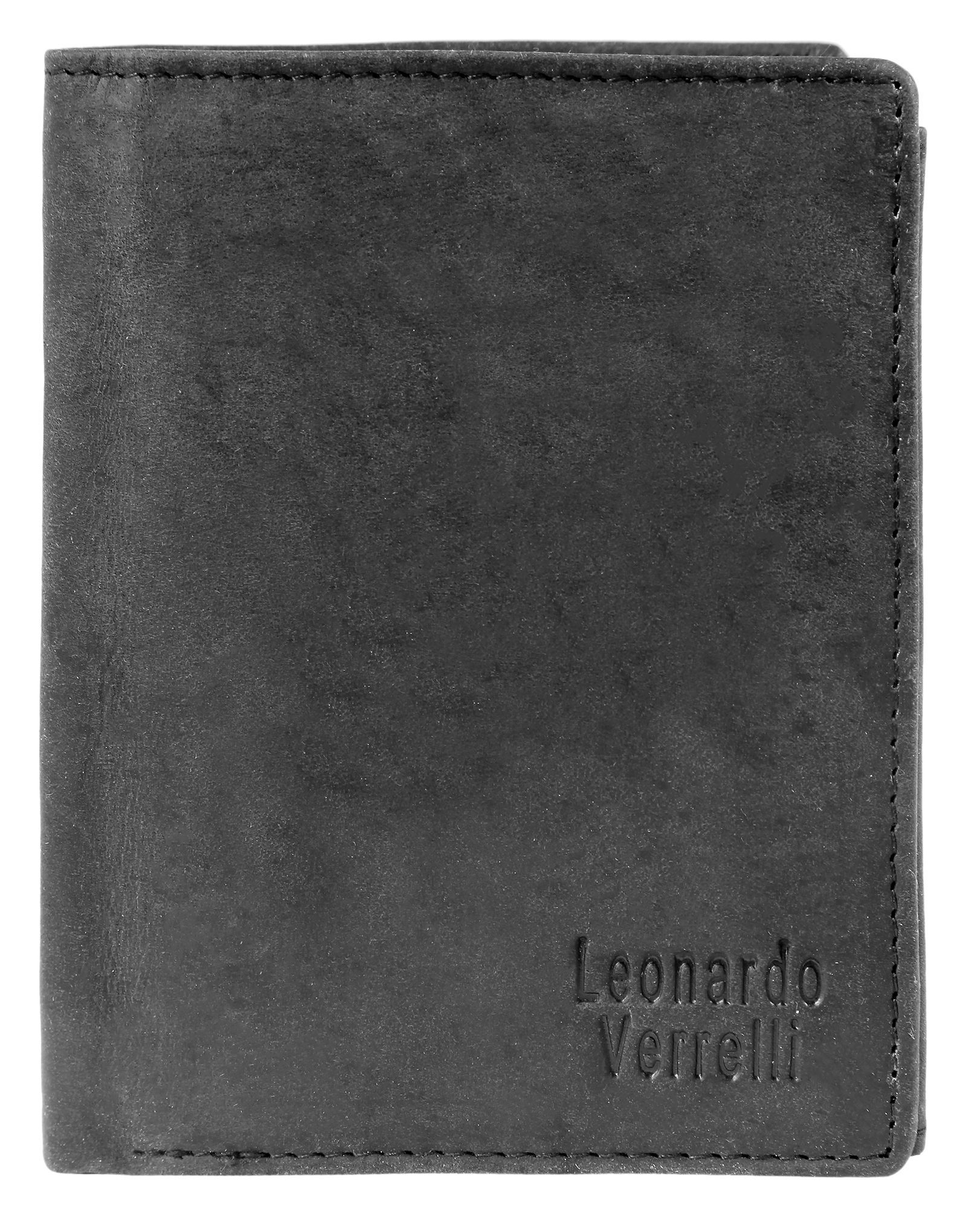 Echtleder Geldbörse Leonardo Verrelli, Hochformat, schwarz