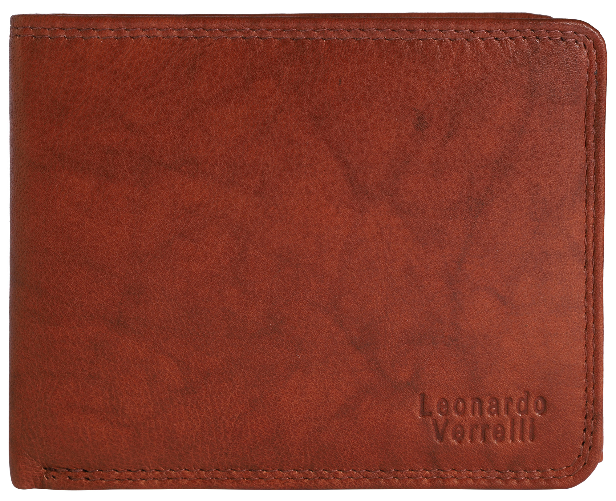 Leonardo Verrelli Echtleder (Antik) Geldbörse, RFID, Querformat, braun (cognac)