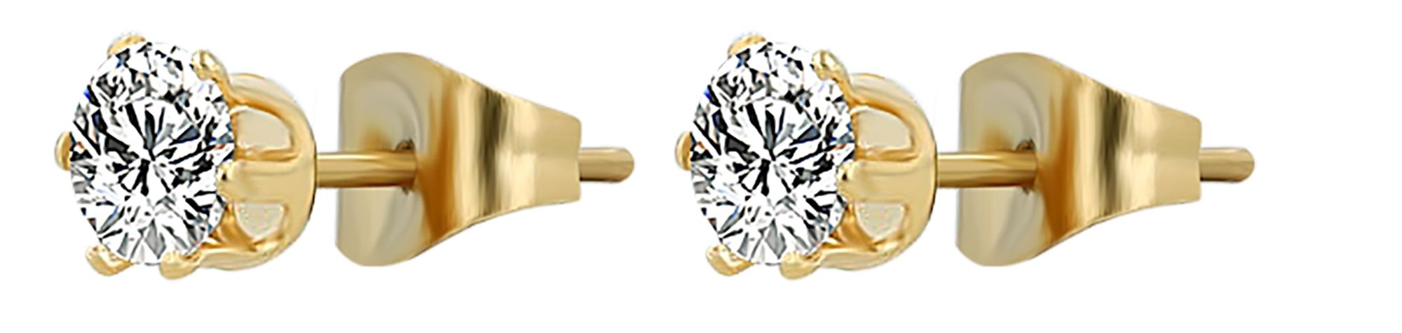 "Tate" Edelstahl Ohrstecker Ø 6 mm - Zirkoniabesatz, goldfarben