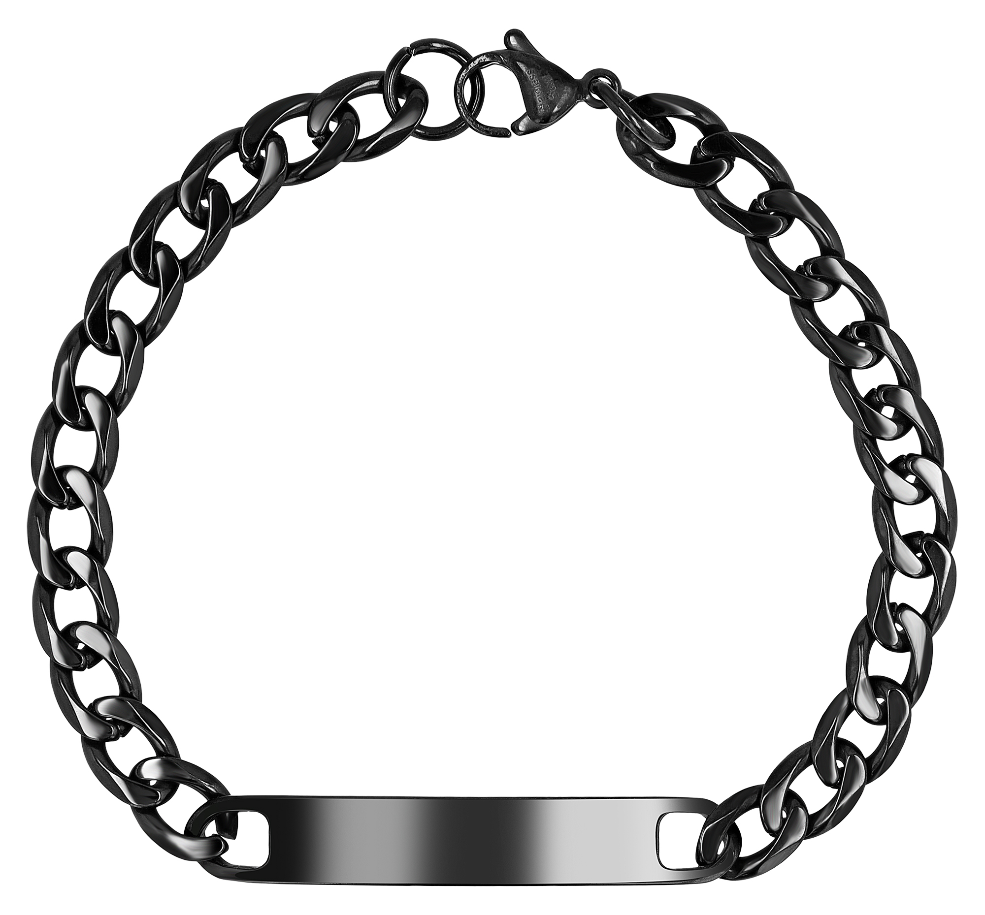 "Toni" Edelstahl Panzerketten Ident-Armband, schwarz, 19 cm/ 7 mm