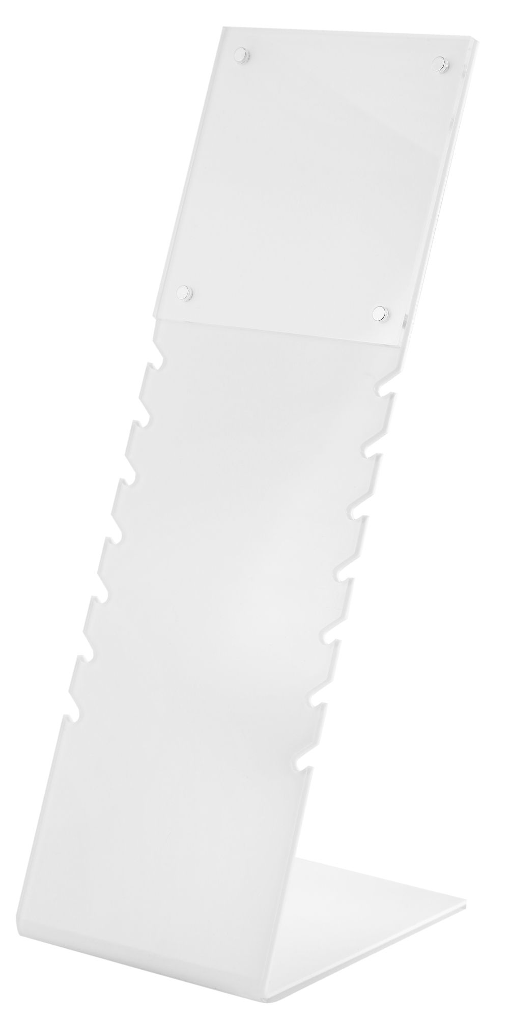 Aufsteller für Ketten, weiß, mit Bild, 25 cm x 10 cm x 8 cm