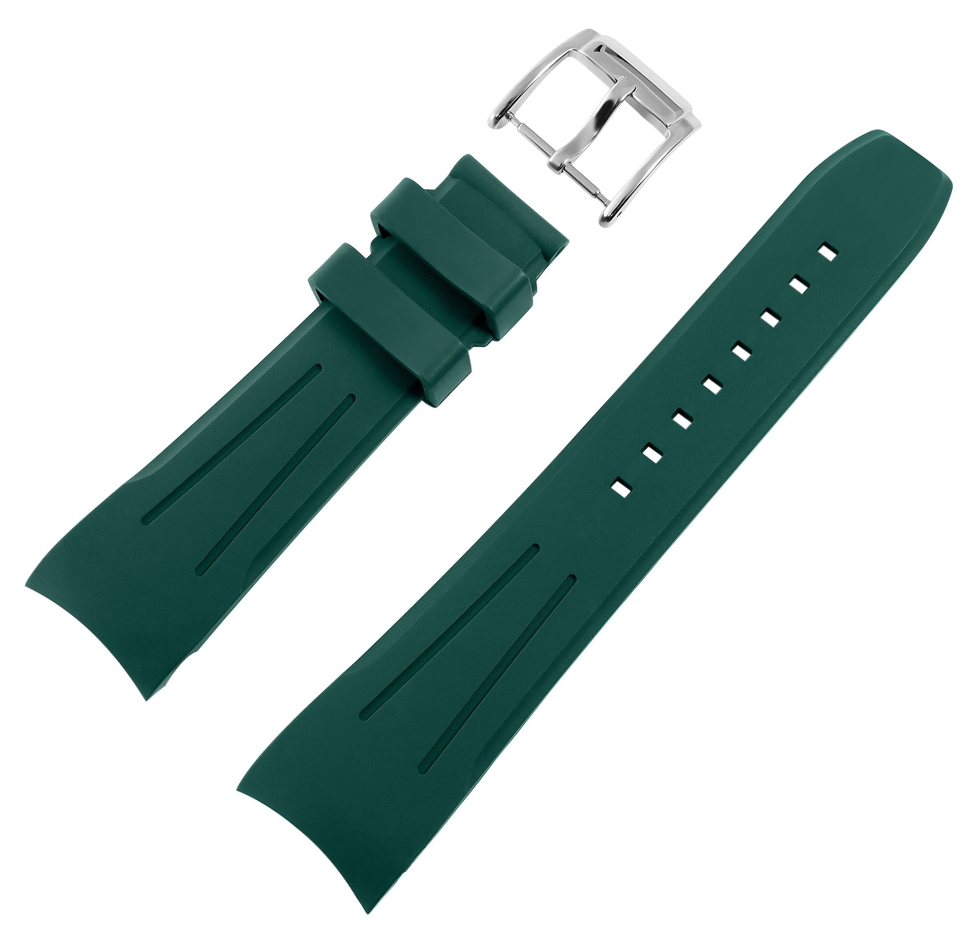 FKM Kautschuk-Uhrenarmband, Dornschließe, 20 mm, dunkelgrün, (FKM= Fluorelastomer-Kautschuk)