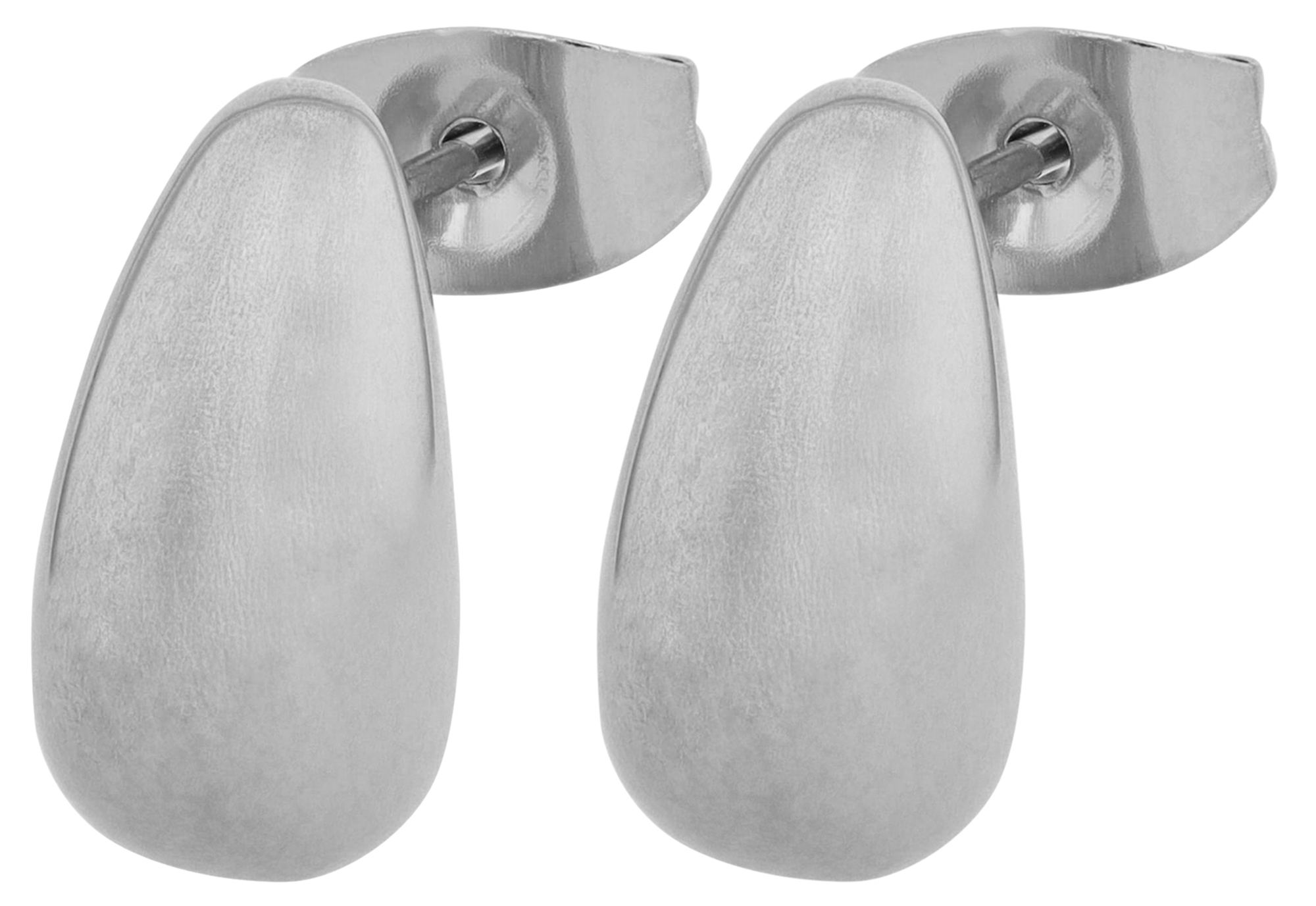 "Alja" Edelstahl Ohrstecker, Tropfen, silberfarben