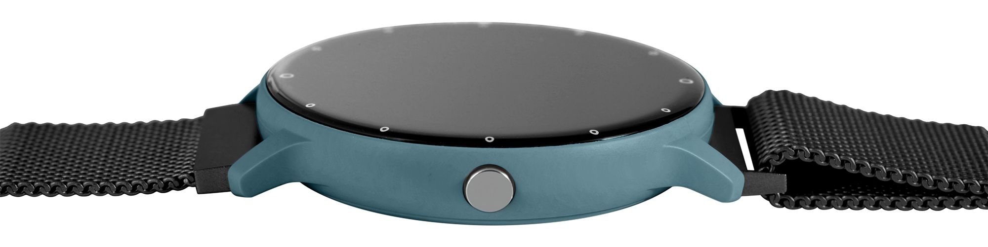 TimeTech Smartwatch mit Mesharmband, schwarz/blau