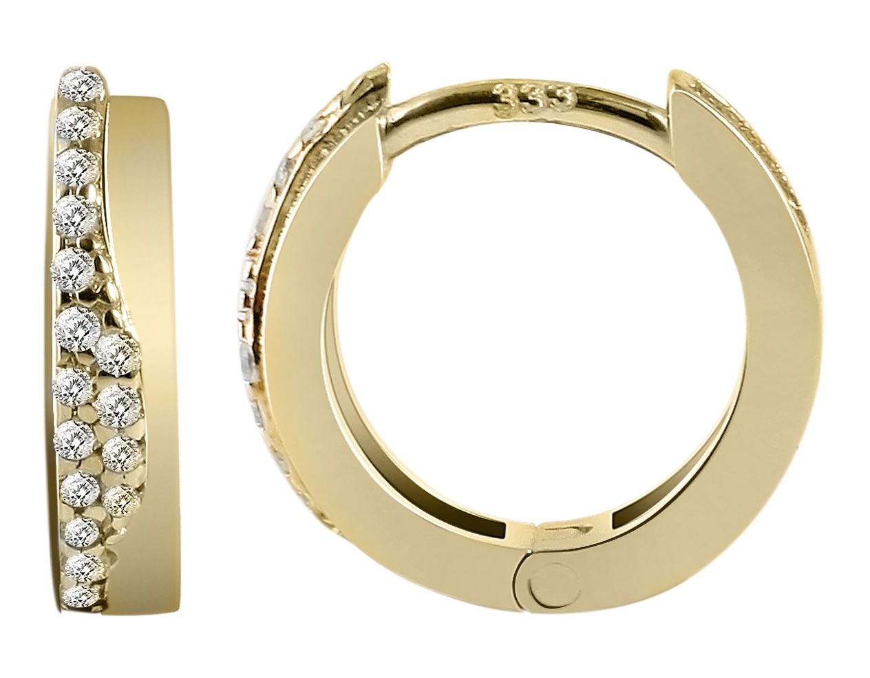 333/- Gold "Julaine" Klapp-Creolen mit Zirkoniabesatz, 8 Karat, Gelbgold