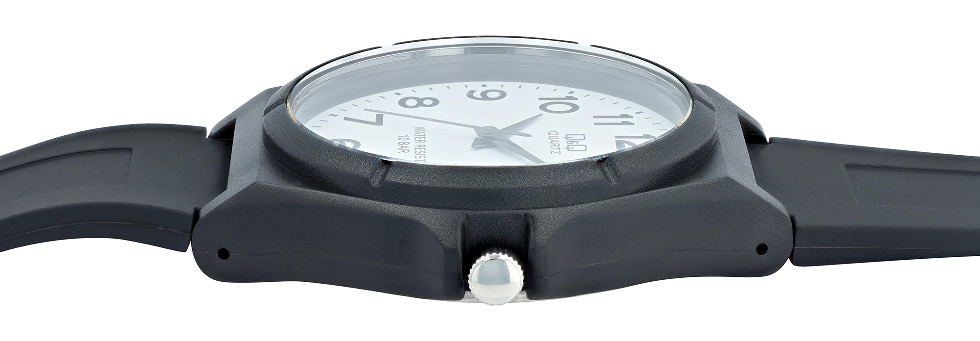 Q&Q Herrenuhr mit Resinband, Ø 43 mm, schwarz/ weiß