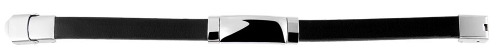 "Lincoln" Echtlederarmband mit Gravurplatte, 21 cm, schwarz/silberfarben