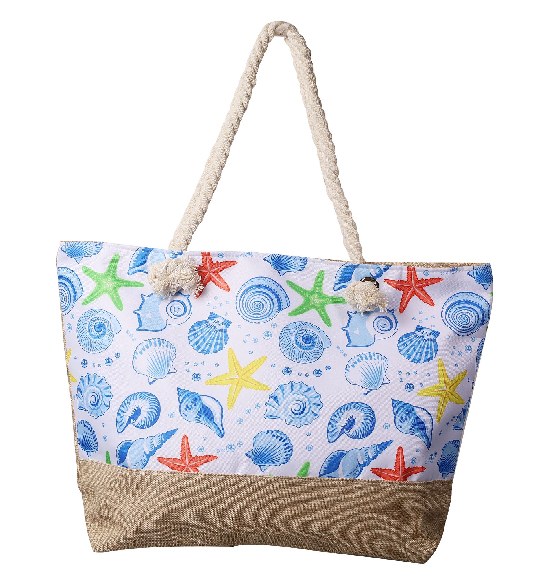 Strandtasche mit maritimen Motiven, bunt