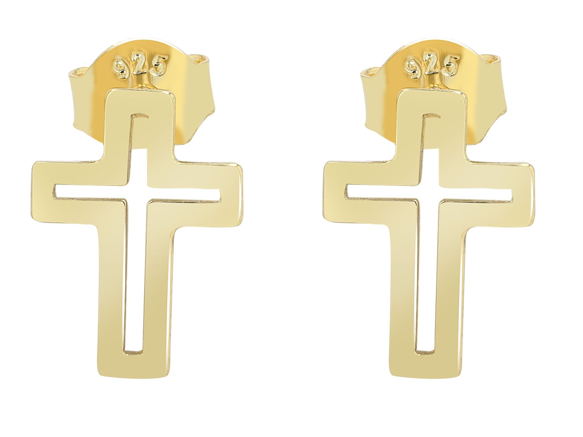 "Emely" 925/- Echt Silber Ohrstecker - Kreuz, vergoldet