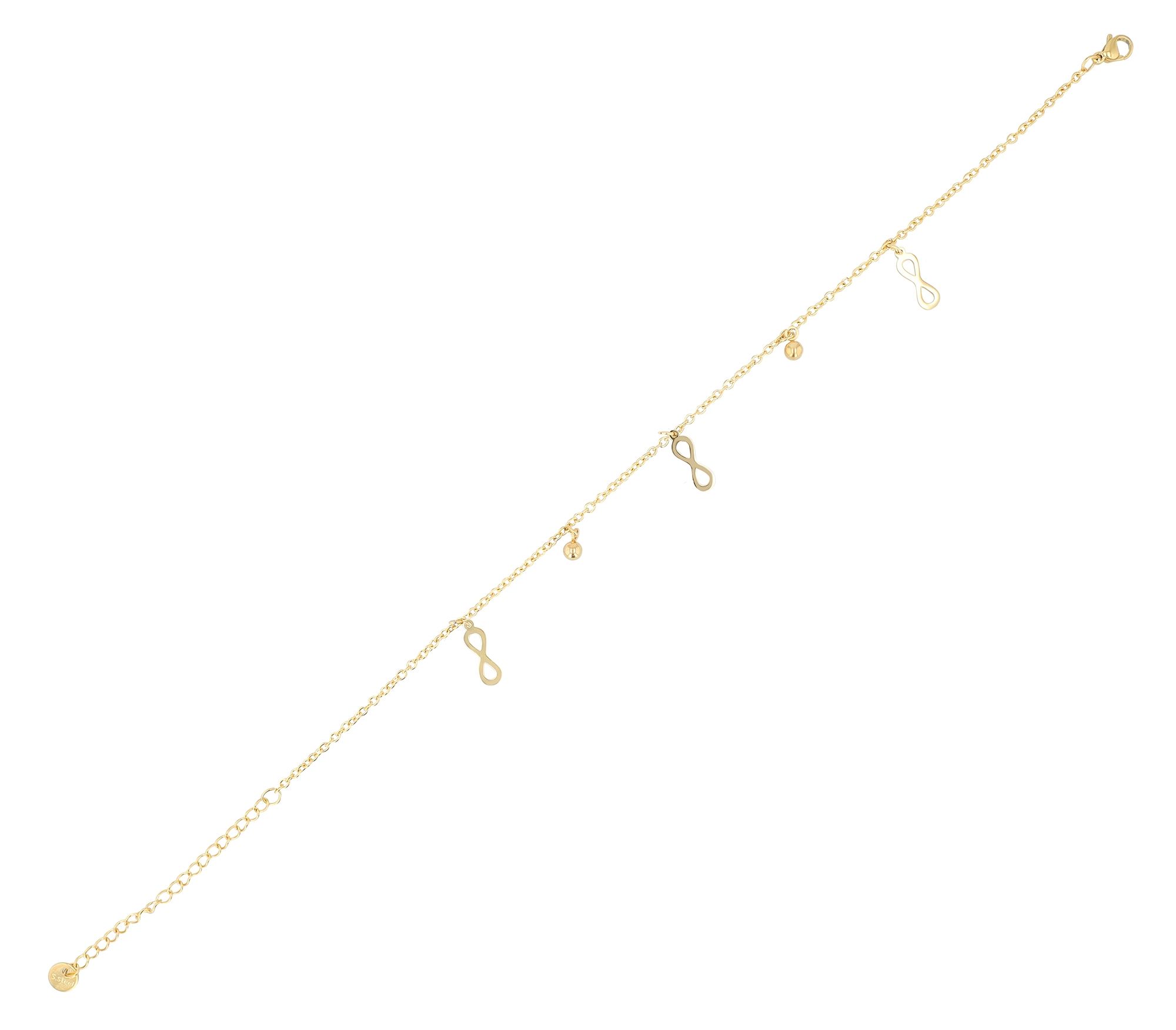 Akzent Fußkettchen "Dagny", Edelstahl, Infinity und Kugel, 24+5 cm, goldfarben