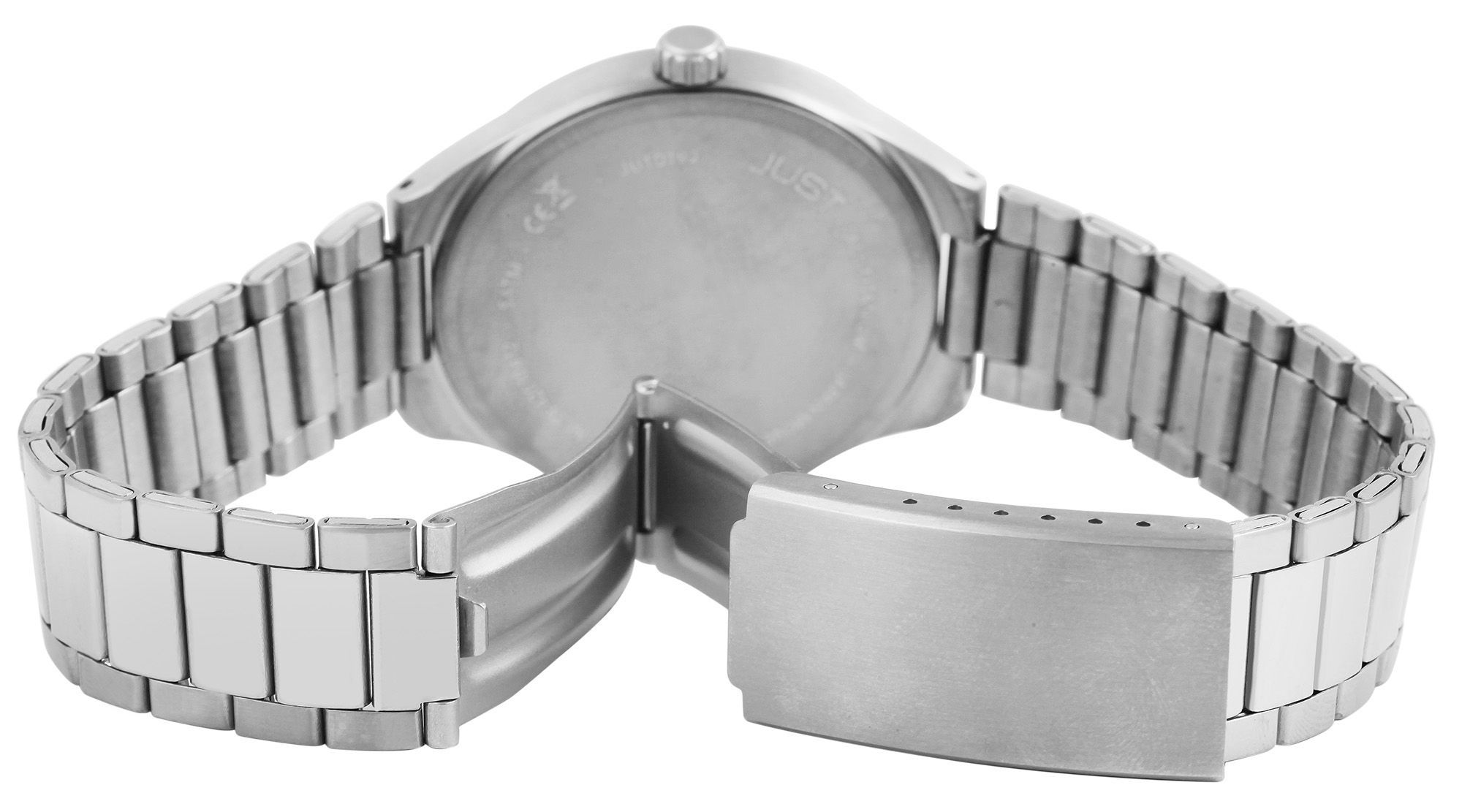 Just Damenuhr mit Gliederarmband, Titan, 5 ATM, blaues ZB