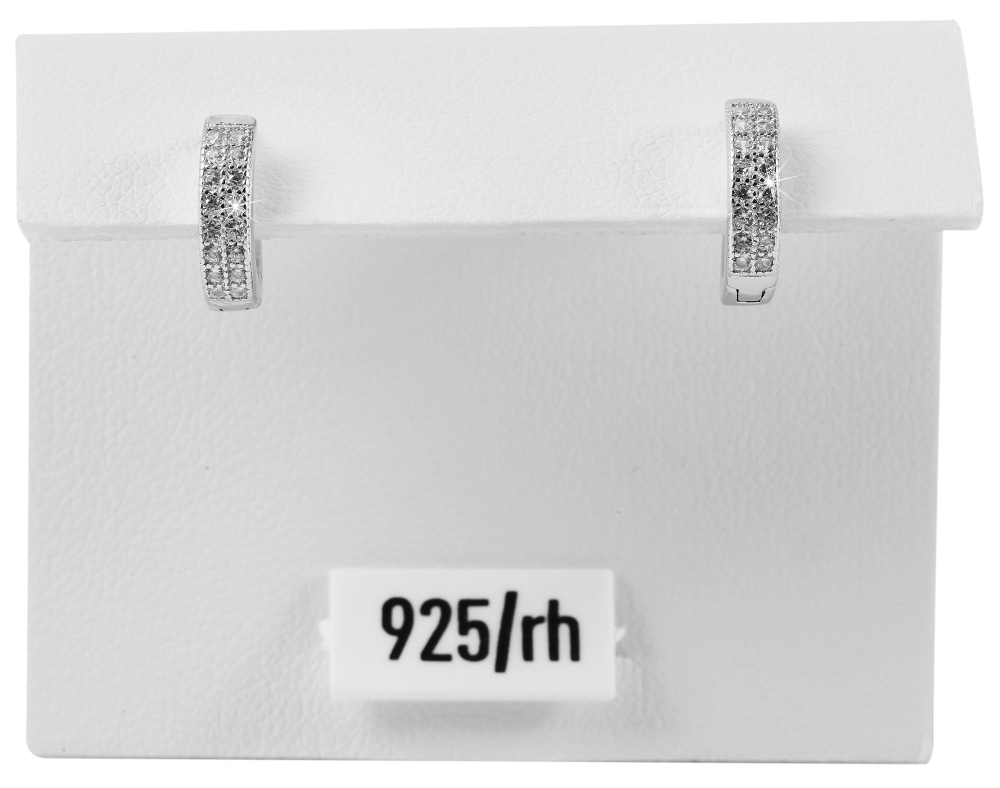 "Conny" 925/rh Echt Silber Klappcreolen mit zweireihigem Zirkoniabesatz