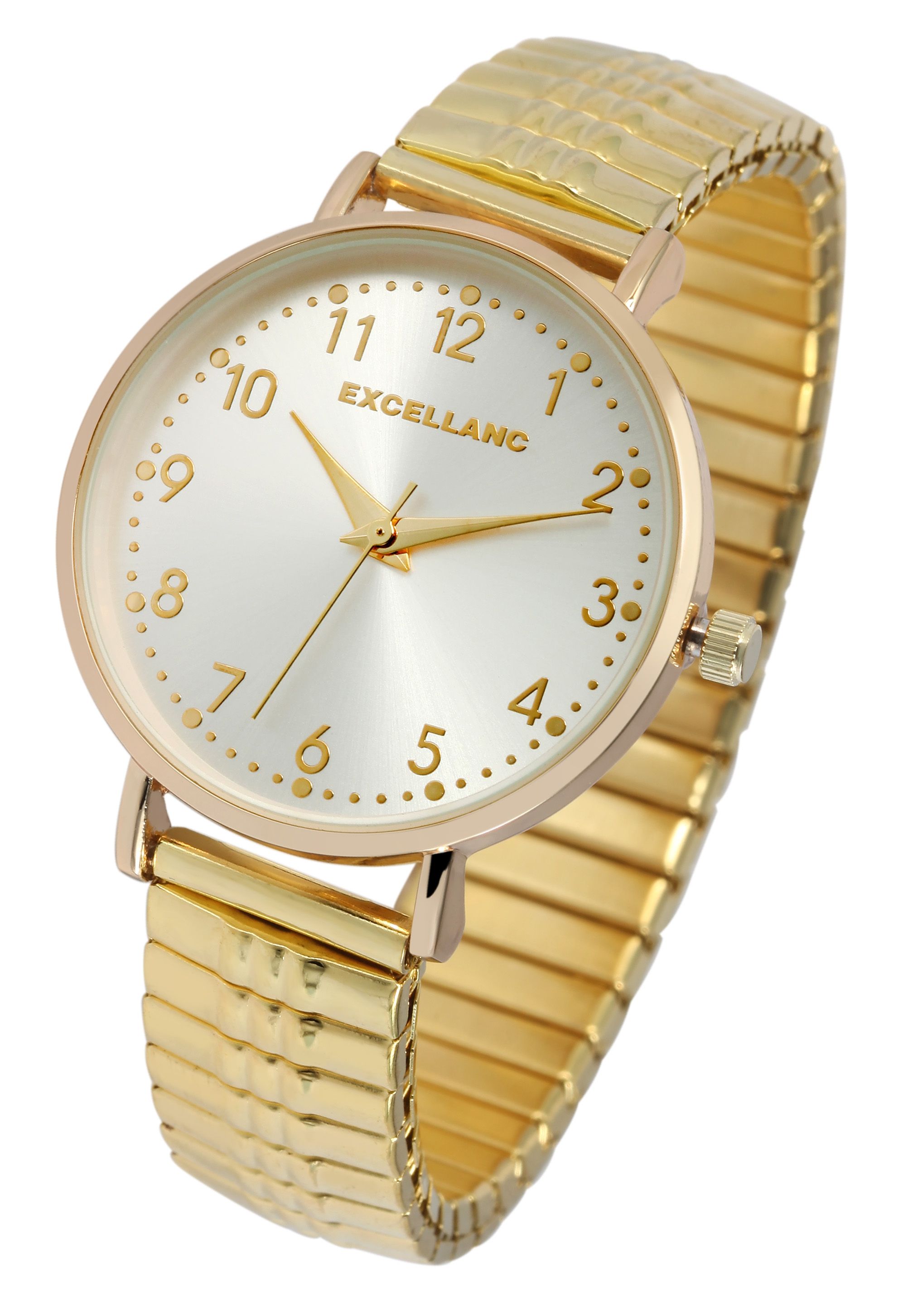 Excellanc Damenuhr mit Edelstahlzugarmband, goldfarben