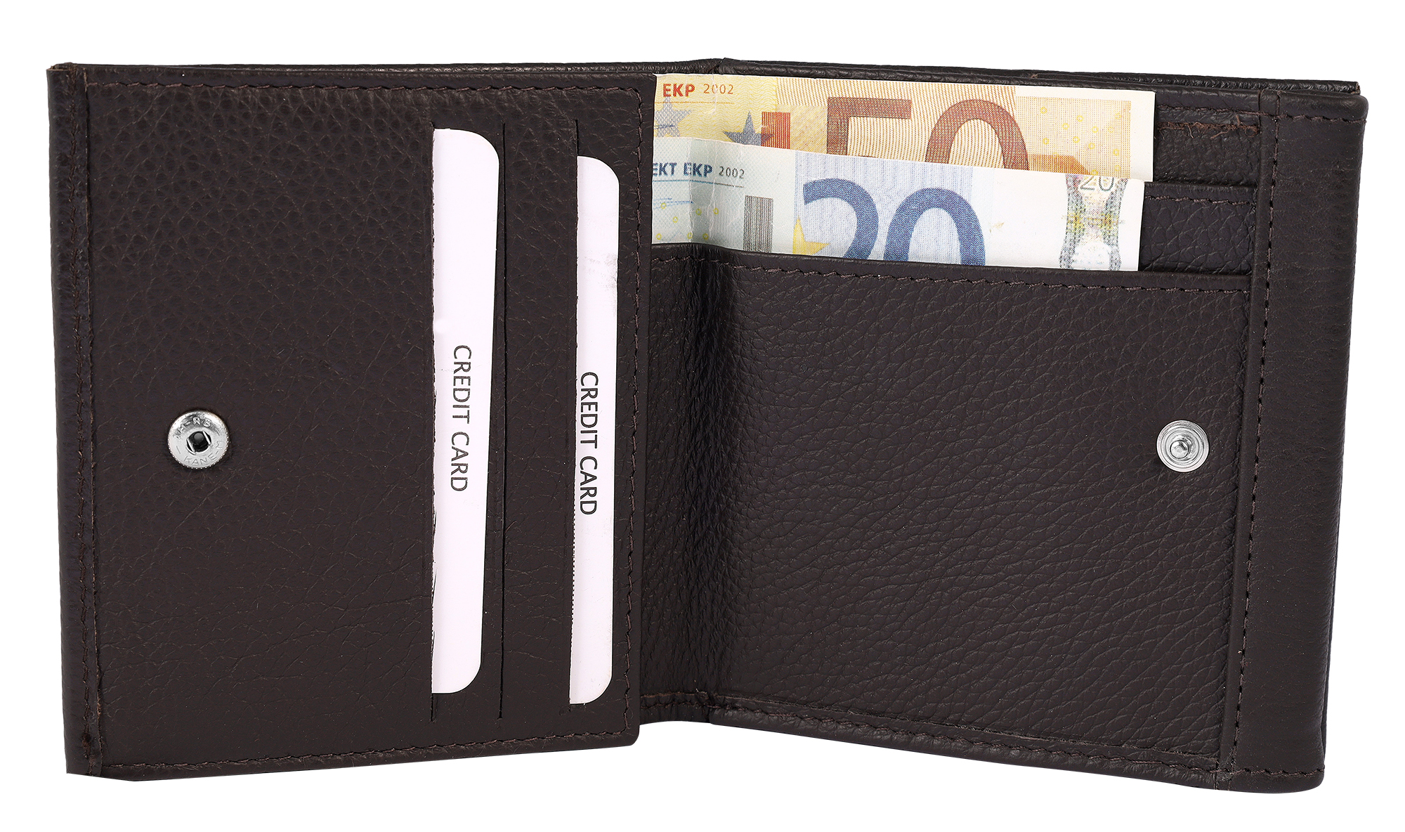 Akzent Echtleder (Nappa) Herren Geldbörse "Wiener Schachtel", RFID, dunkelbraun