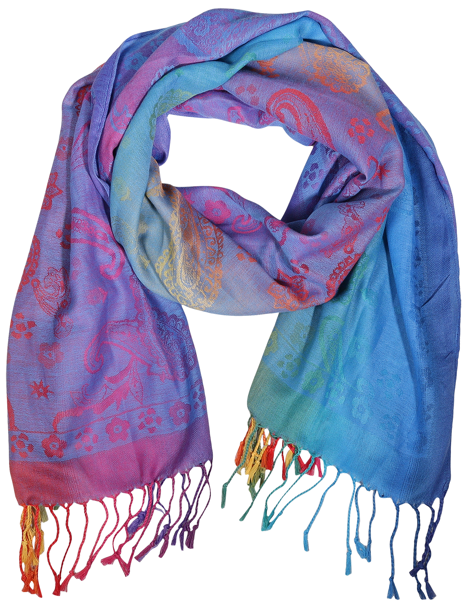 Schalpaket, 100% Polyester, VE 4, Paisley-Muster - Peacock (blau-grün)