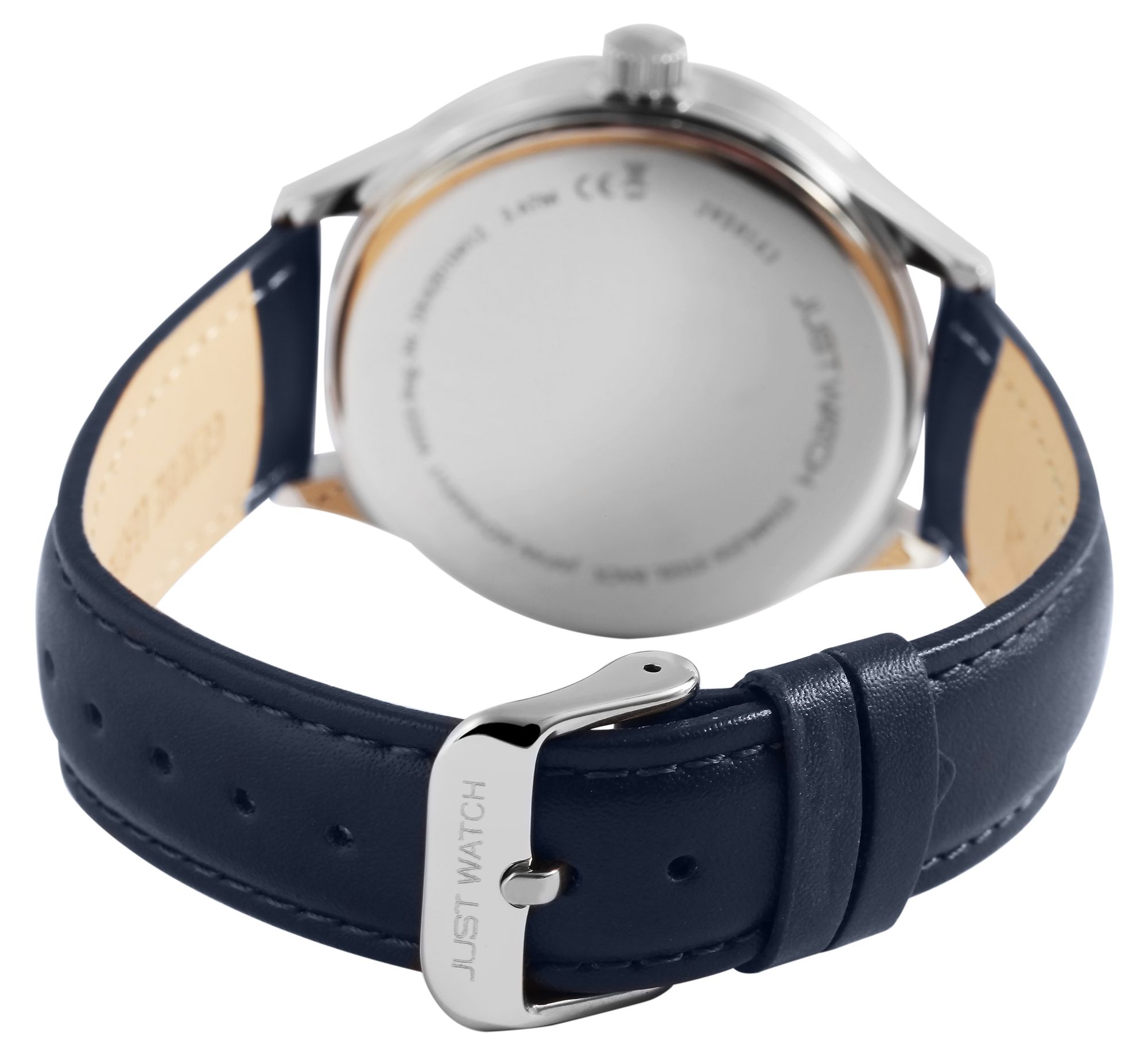 Just Watch Herrenuhr mit Echtlederarmband, blau/silberfarben