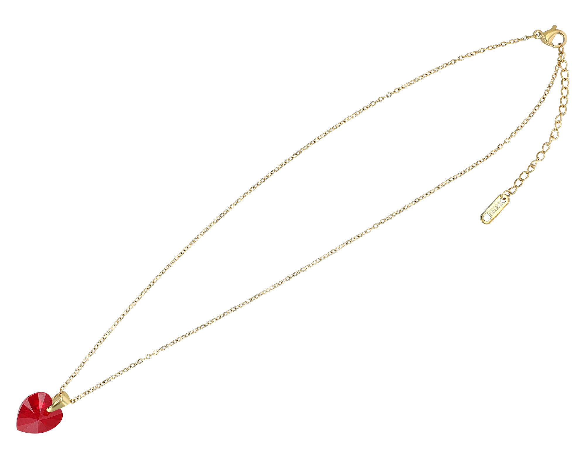 "Shauna" Edelstahlkette mit Swarovski Herz, 40 + 5 cm, goldfarben/ rot
