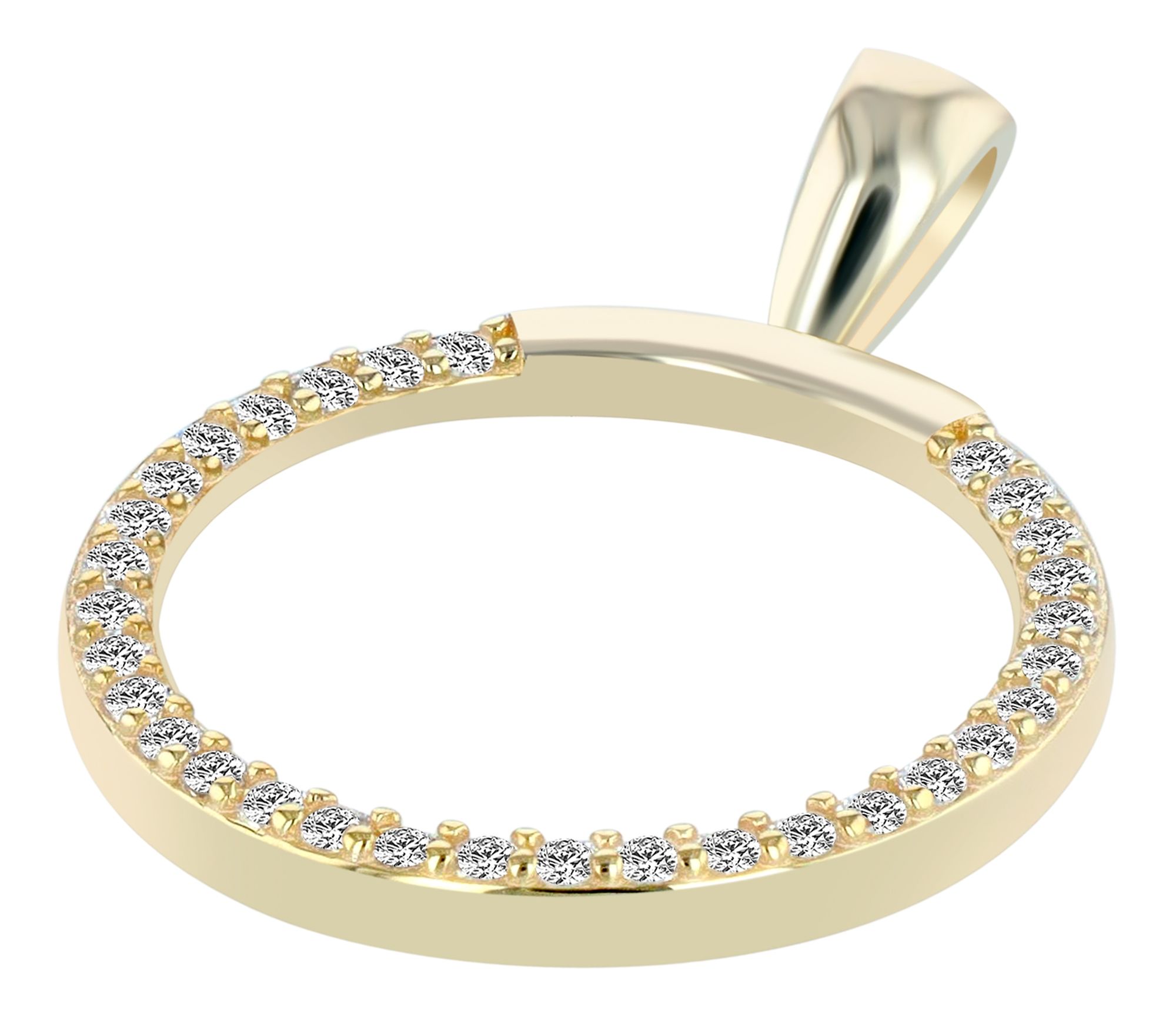 "Lupita" 925/- Echt Silber Anhänger (ohne Kette), rund, Zirkoniabesatz, vergoldet