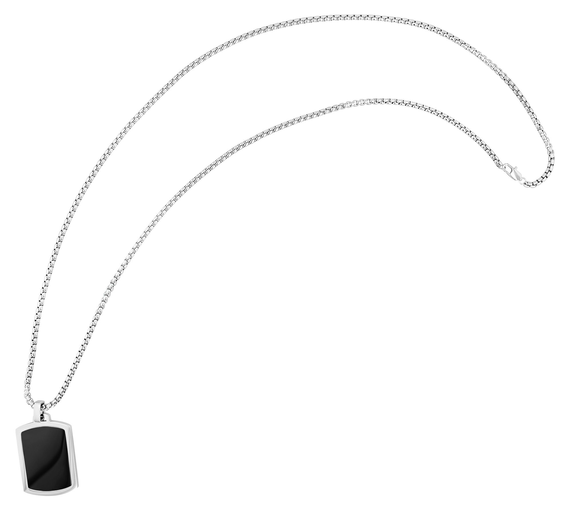 Akzent Edelstahlkette "Nassim" mit Dogtag Anhänger, silberfarben/schwarz