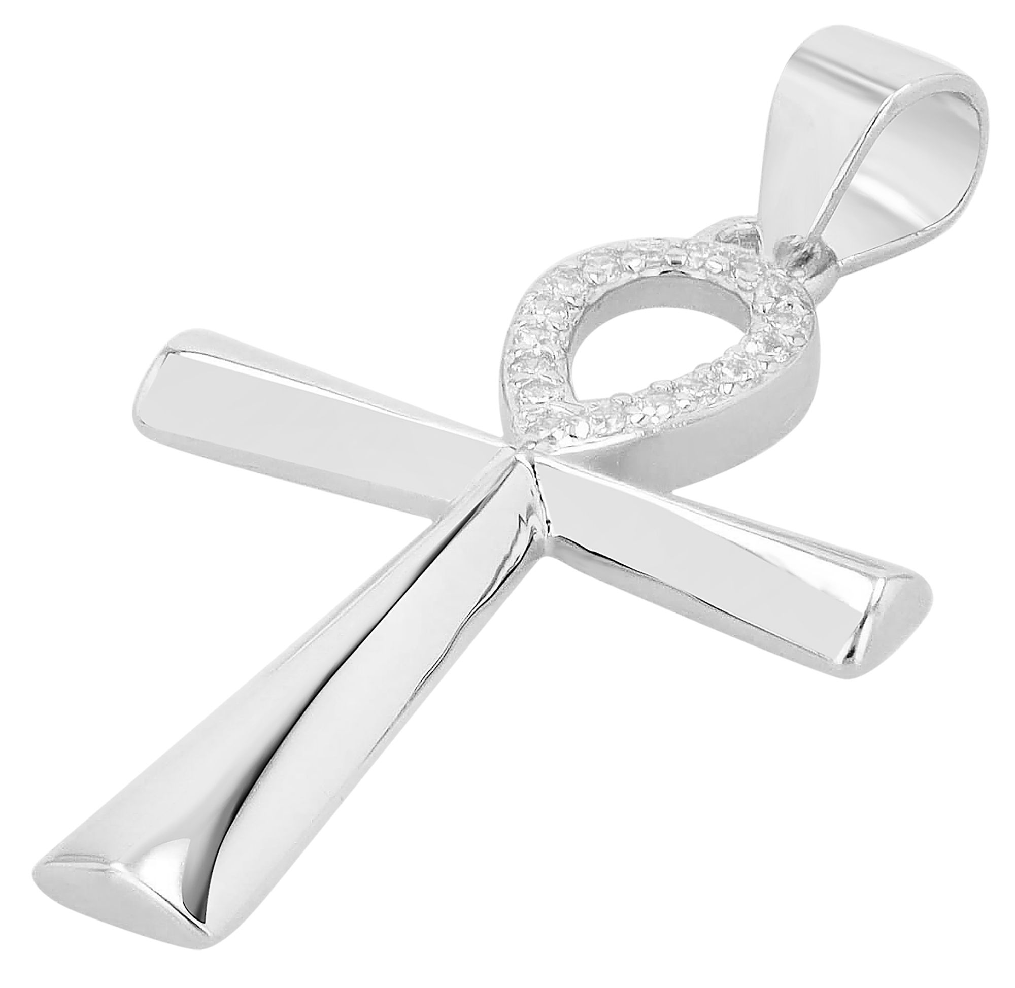 "Ankh", 925/- Echt Silber Anhänger mit Zirkonia, rhodiniert, rhodiniert