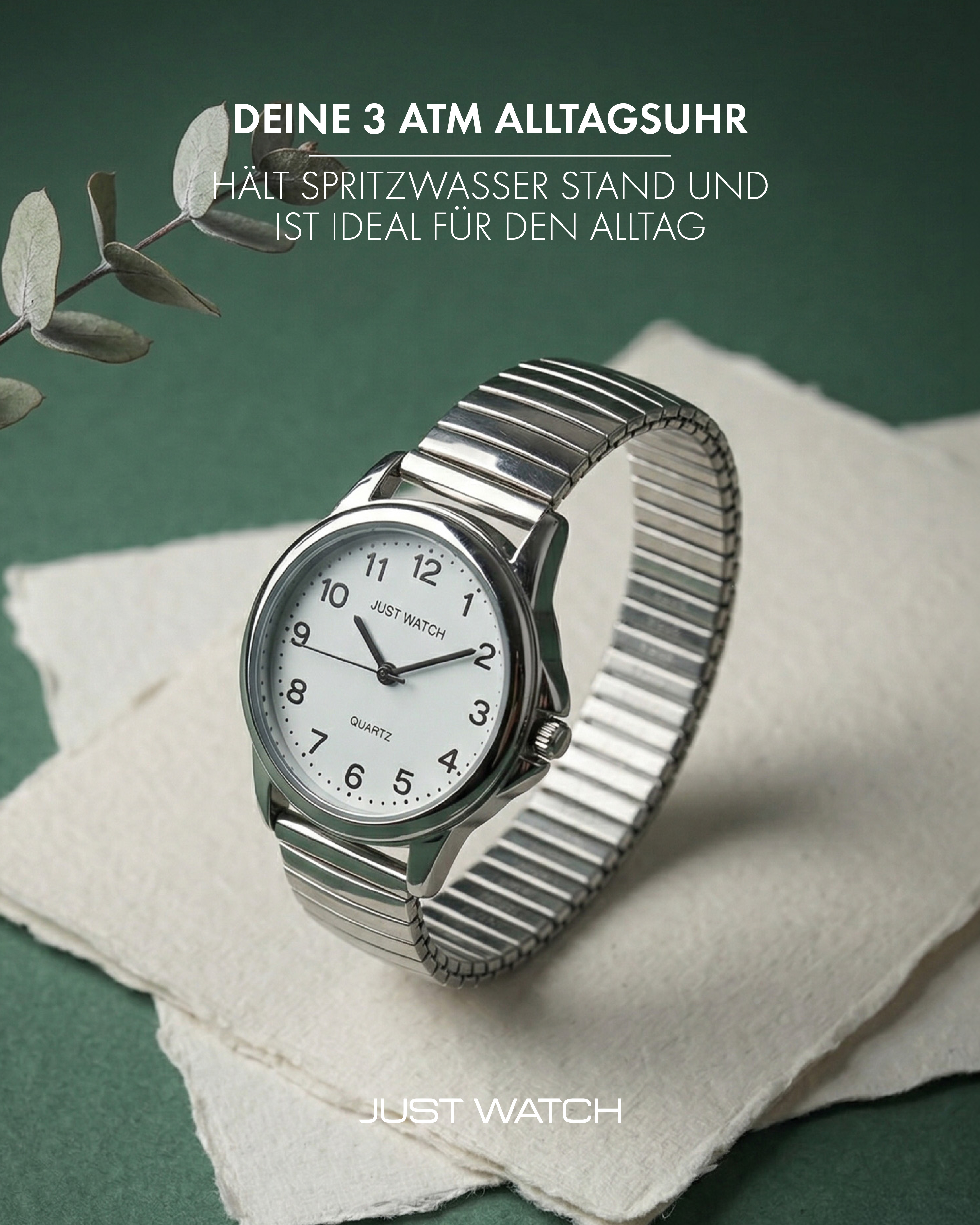 JUST WATCH "Angelique" Damenuhr Ø 29 mm Edelstahlzugband, silberfarben/ weiß
