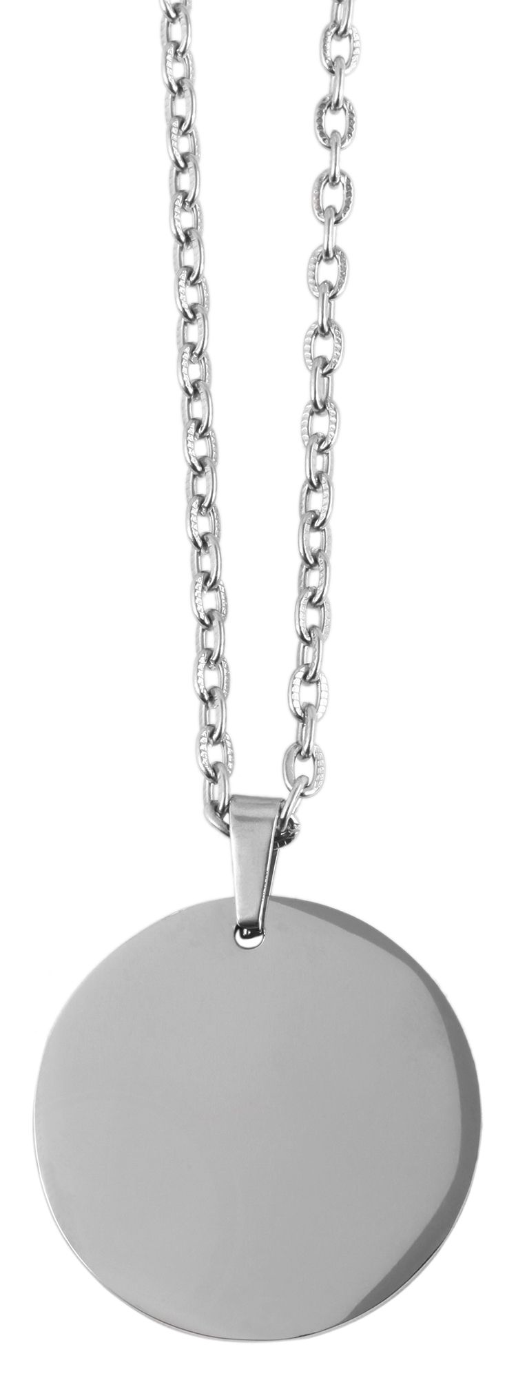 "Welsia" Edelstahl Ankerkette Münzanhänger Ø 30 mm, 43 + 5 cm, silberfarben