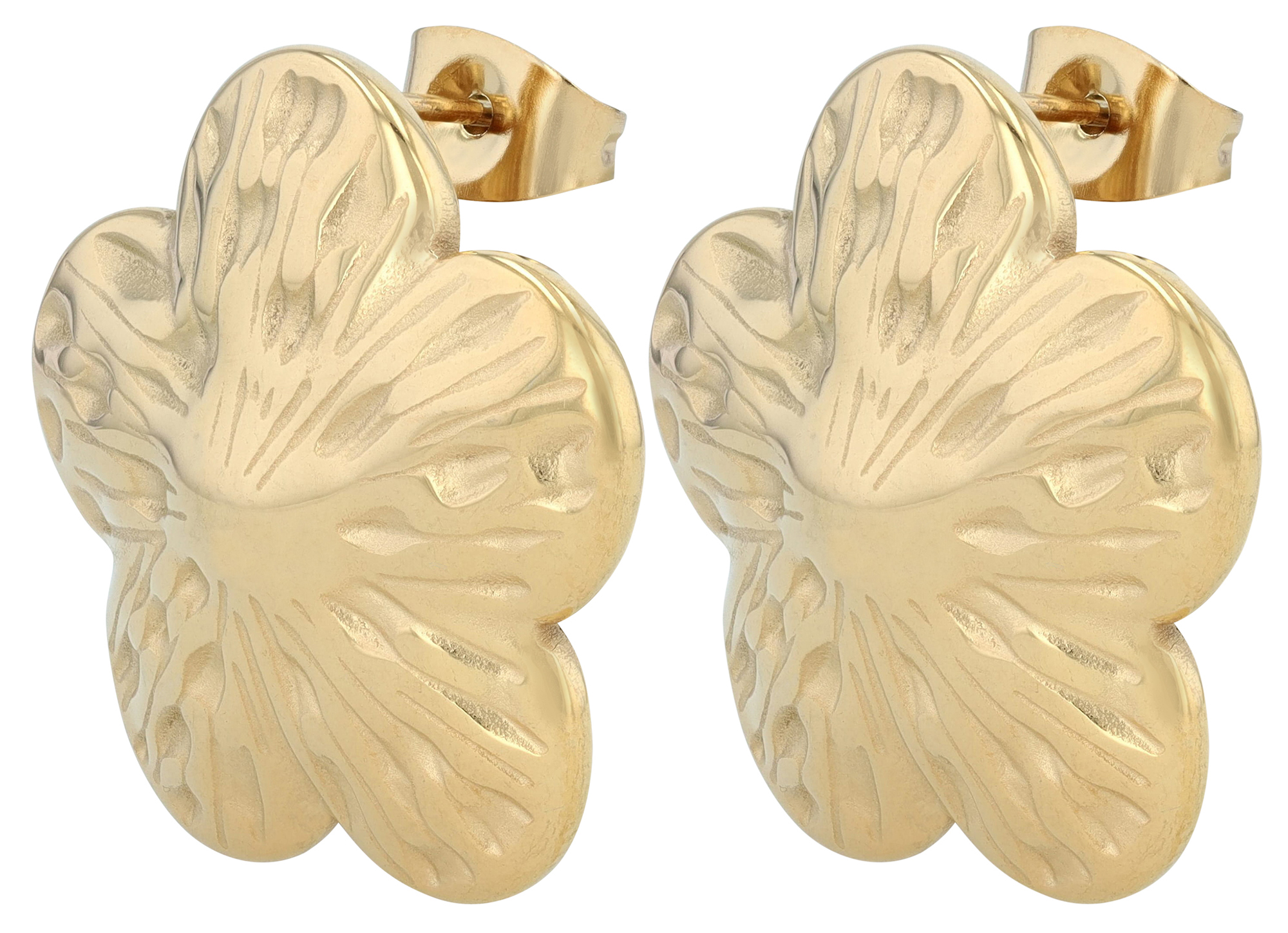 "Alja" Edelstahl Ohrstecker, Blüte, goldfarbig