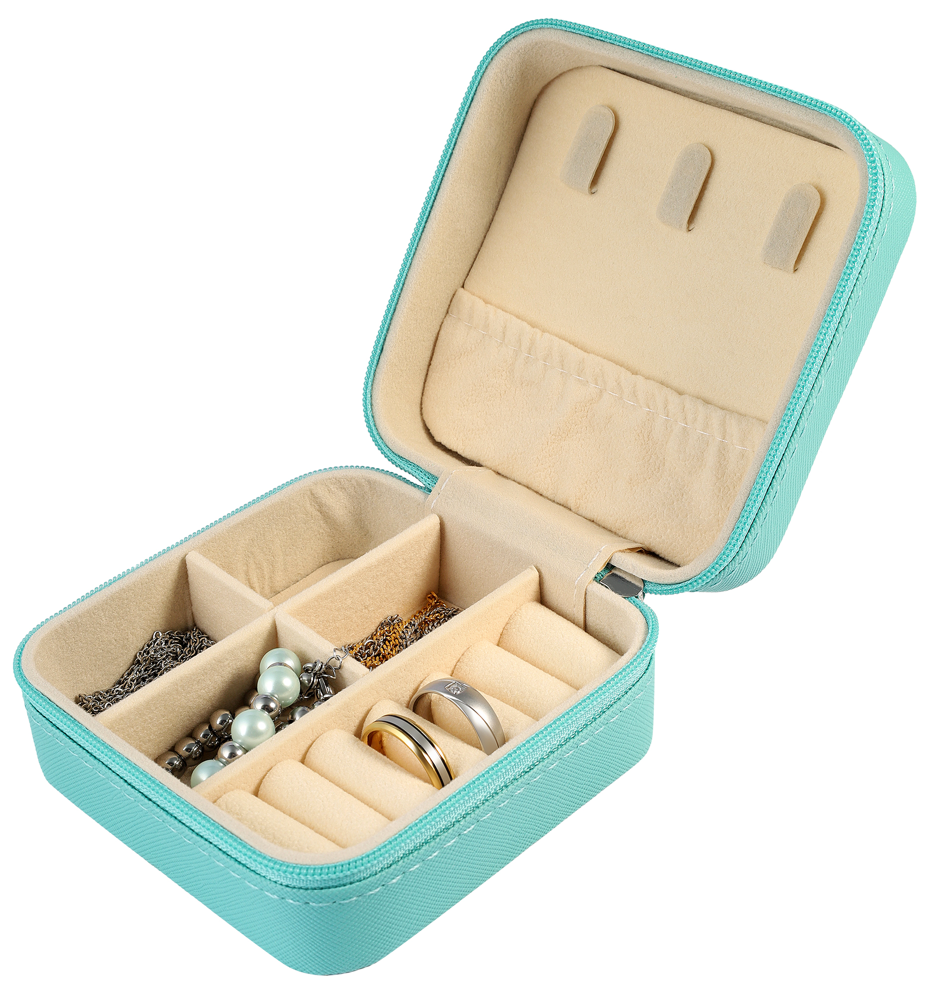 Aufbewahrungsbox für Schmuck/ Schmuck-Etui, 10 x 10 cm, grün