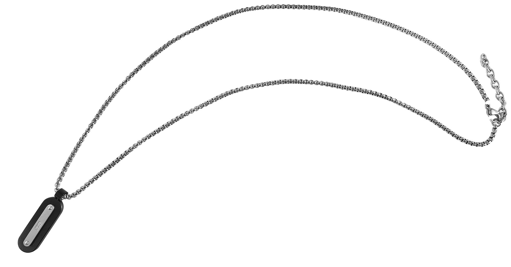 "Joshua" Edelstahlkette 60 + 5 cm mit Anhänger, bicolor (silberfarbig/ schwarz)