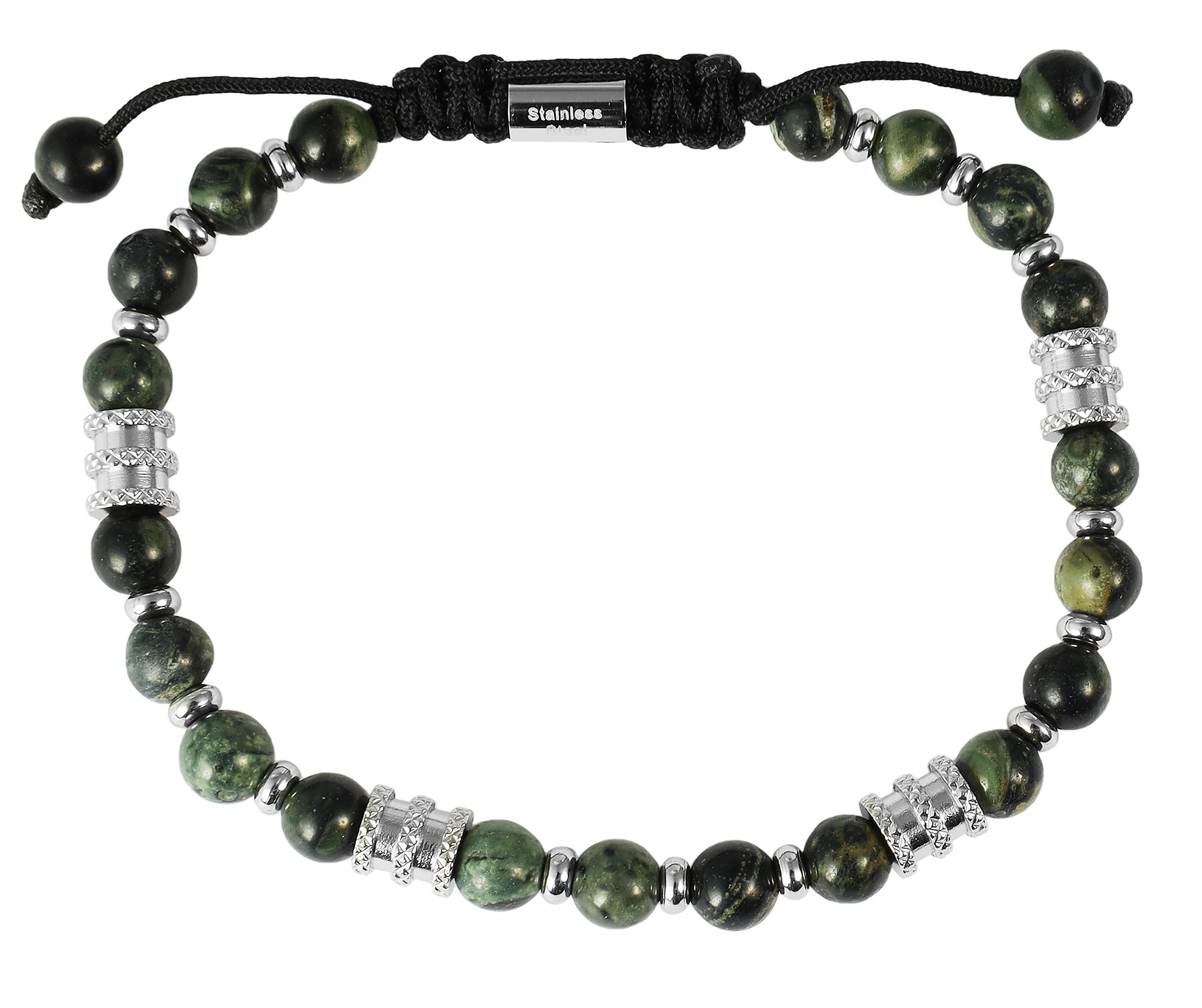 "Svend" - Kugelarmband mit Natursteinen "Onyx" und Edelstahlelementen
