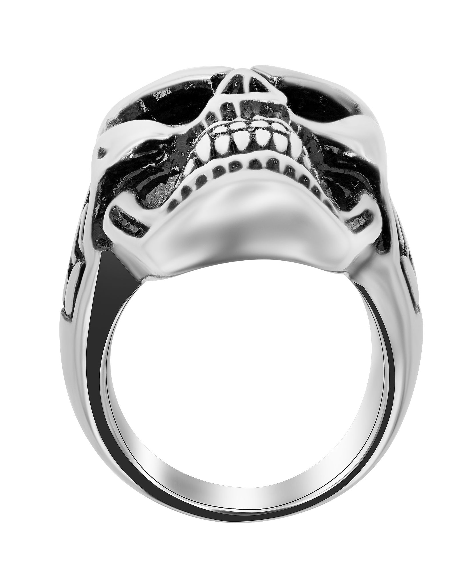 Akzent Herrenring "Skullstorm", Edelstahl, Totenkopf, Gr. 65