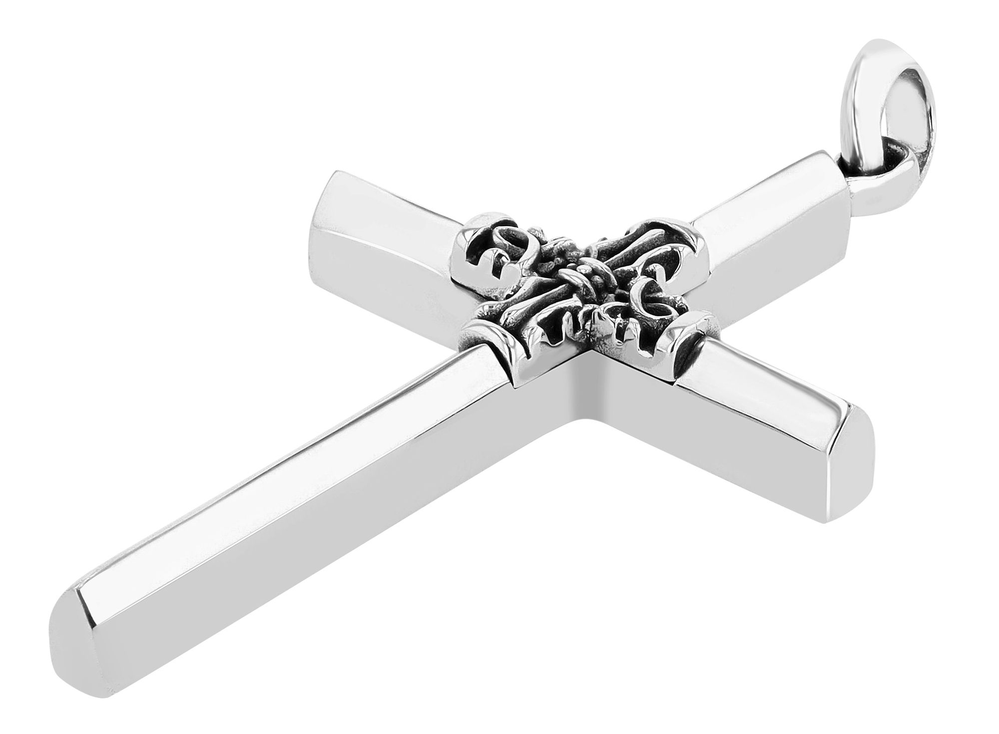 "Alaric"  925er Echt Silber Anhänger - Kreuz mit Ornament, rhodiniert