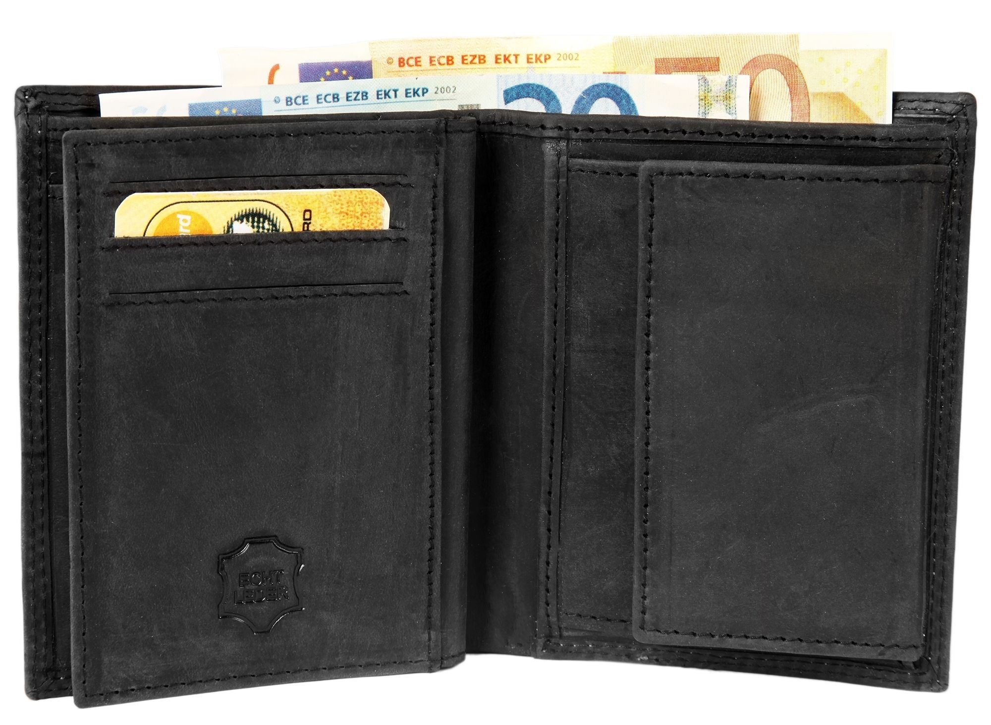 Echt Leder Geldbörse in schwarz