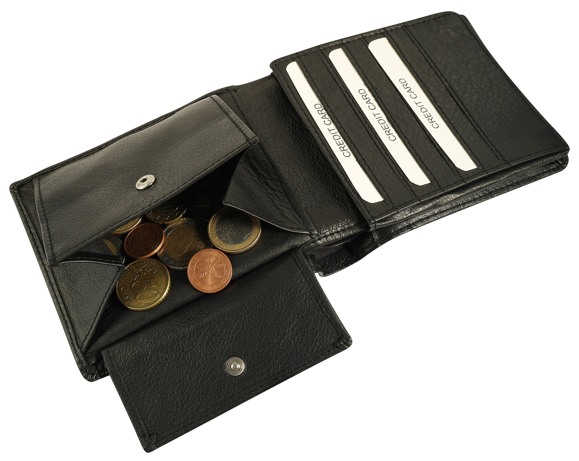 Akzent Echt Leder Geldbörse, schwarz