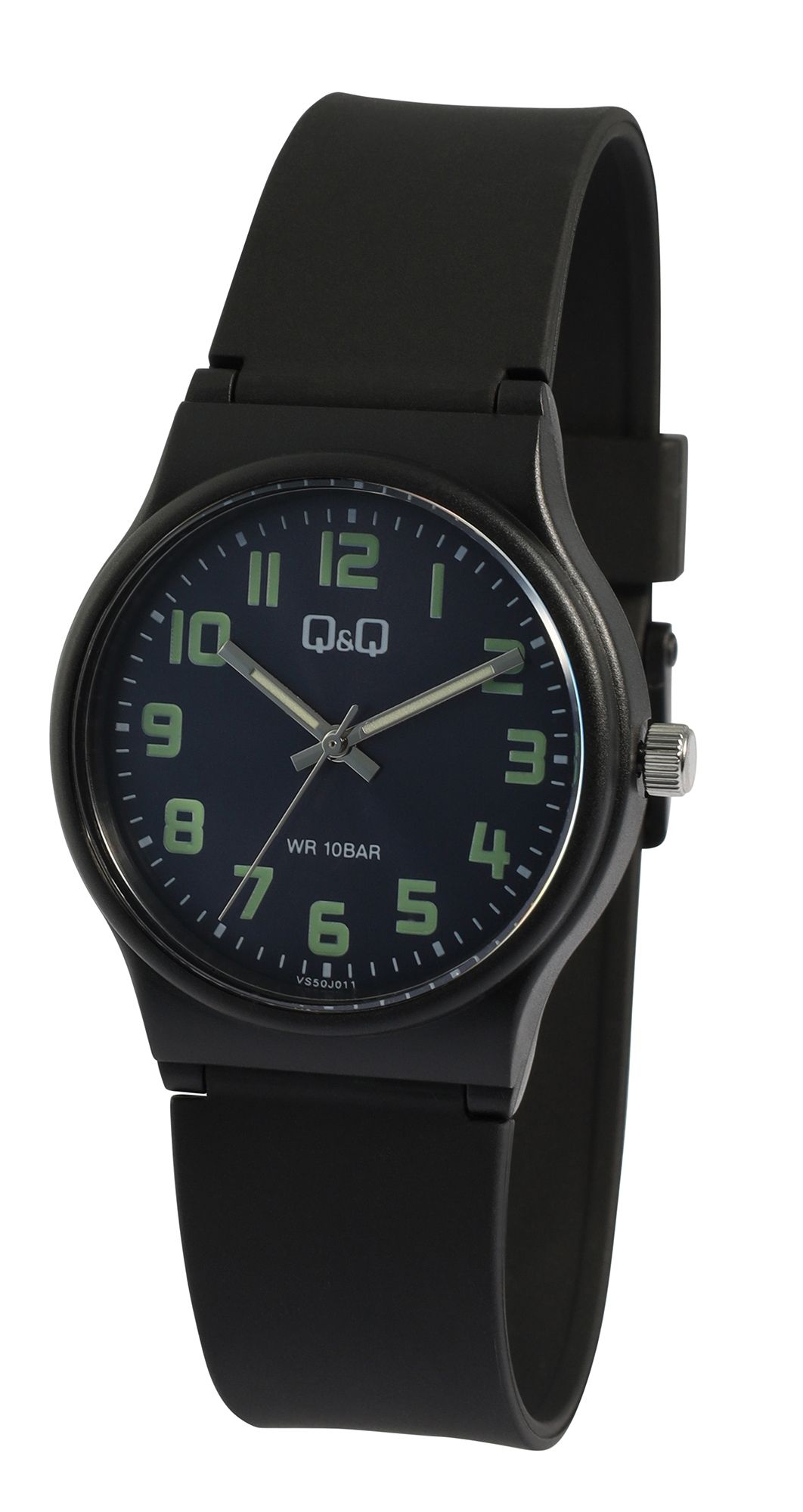Q&Q Herren-/ Jugenduhr, Silikonband, Ø 38 mm, schwarz