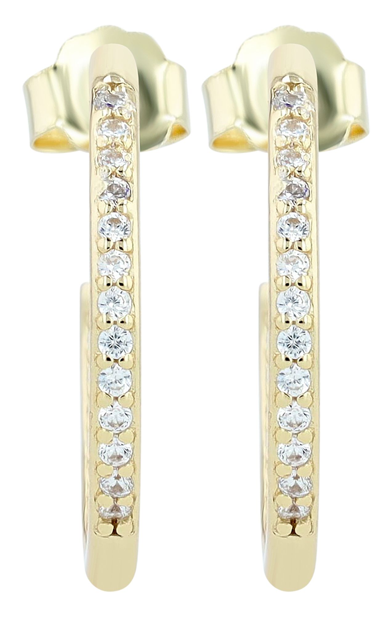 "Uzma" 925/- Echt Silber Creolen mit Steckverschluss, Zirkoniabsatz, vergoldet