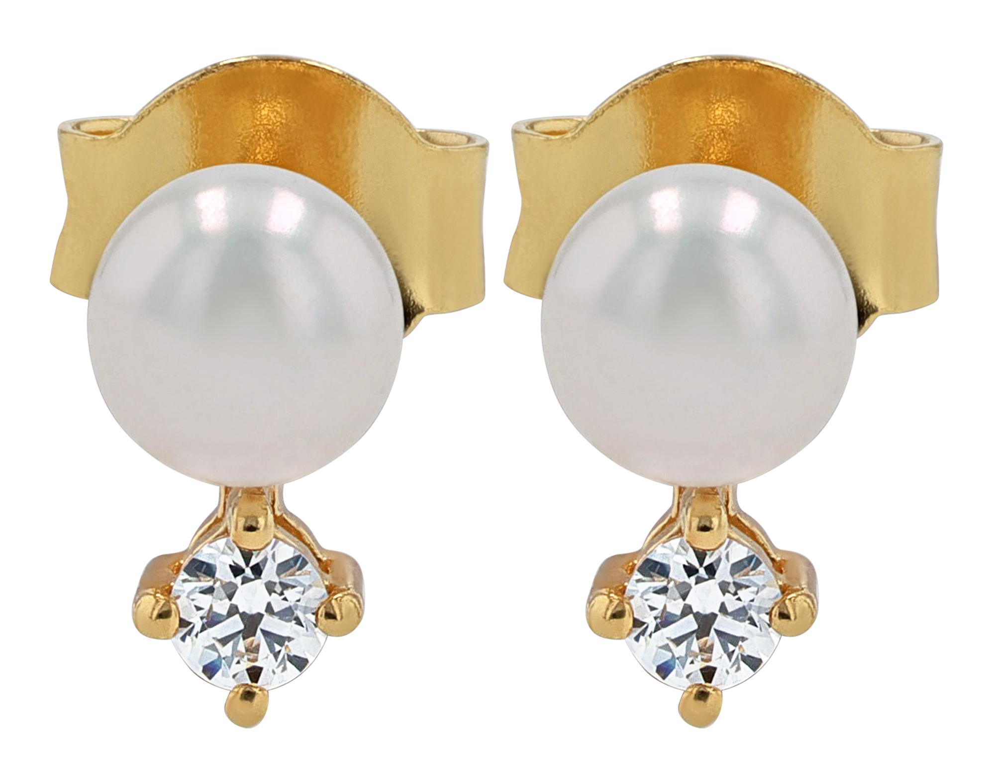 Sif Jakobs Jewellery 925/- Echt Silber Ohrstecker, Süßwasserperle/Zirkonia "Adria uno Piccolo" vgold.