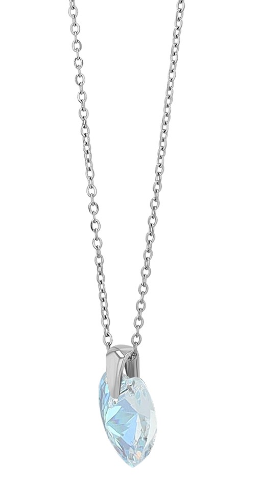 "Shauna" Edelstahlkette mit Swarovski Herz, 40 + 5 cm, silberfarben/ crystal