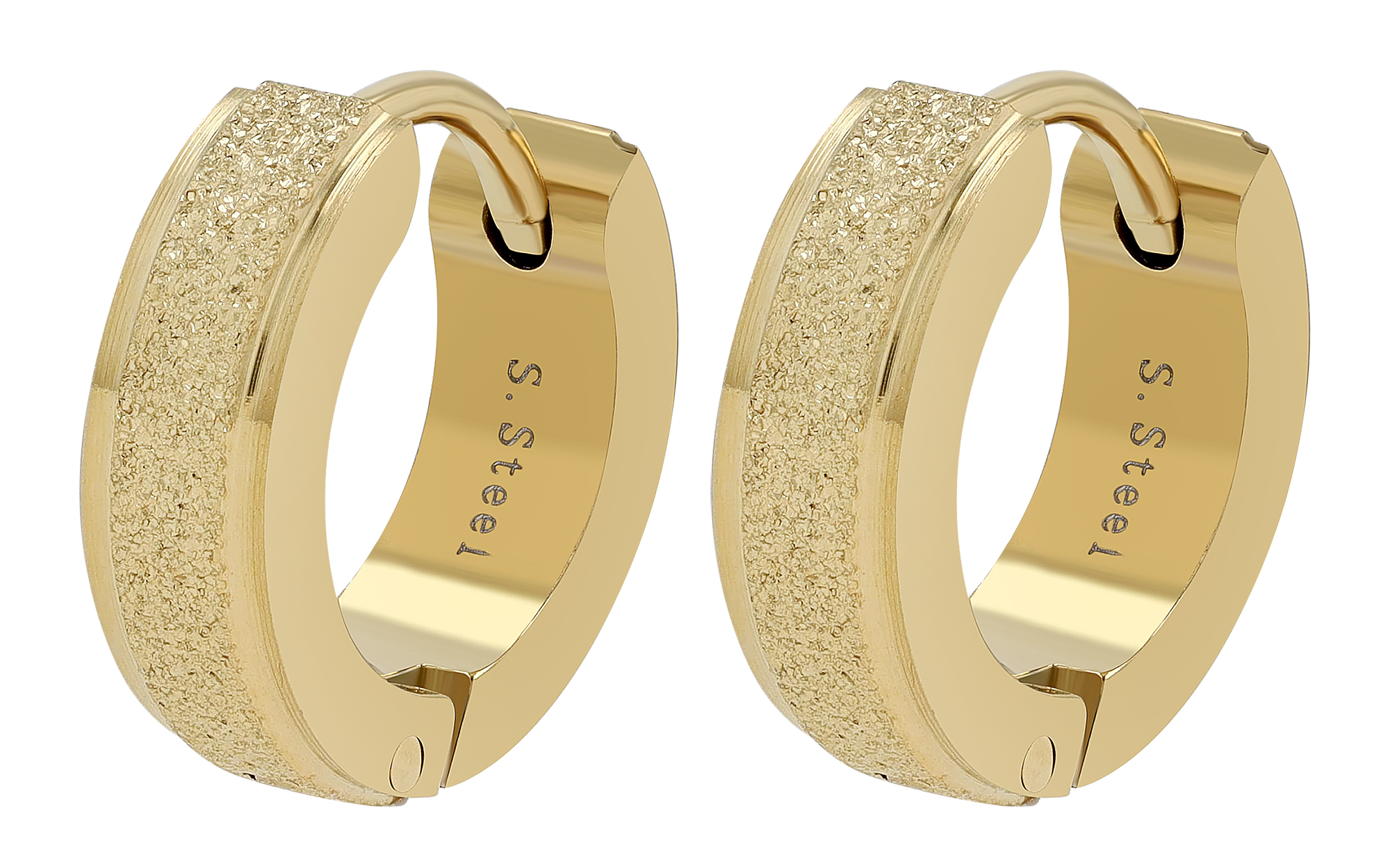 "Aloni" Edelstahl Klapp-Creolen Ø 9 mm/ 4 mm, sandgestrahlt, goldfarben