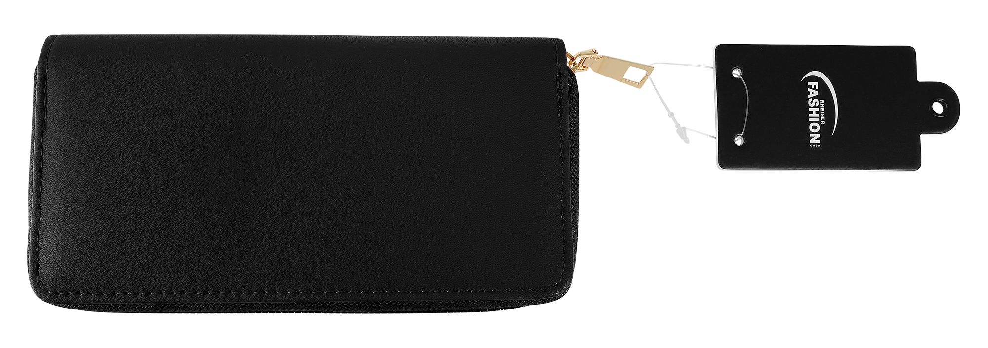 Damengeldbörse aus Lederimitat, schlichtes Design, schwarz