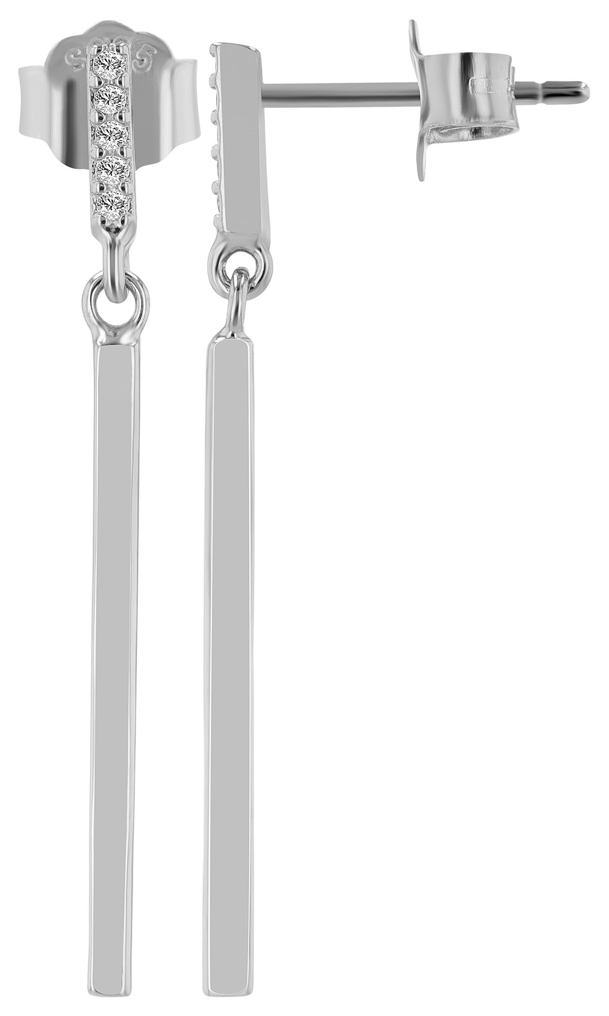 "Marah" - Ohrstecker mit Hänger, 925/- Echt Silber, silberfarben/ rhodiniert
